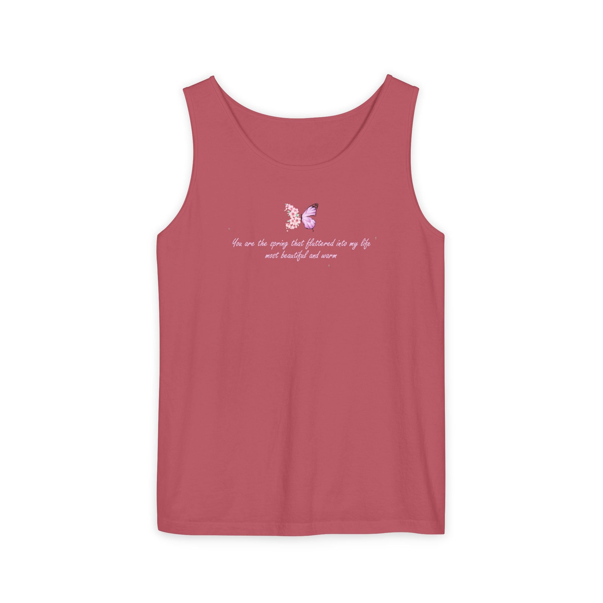 Unisex Navy Blue Floral Butterfly Spring Quote 100% Cotton Tank Top
