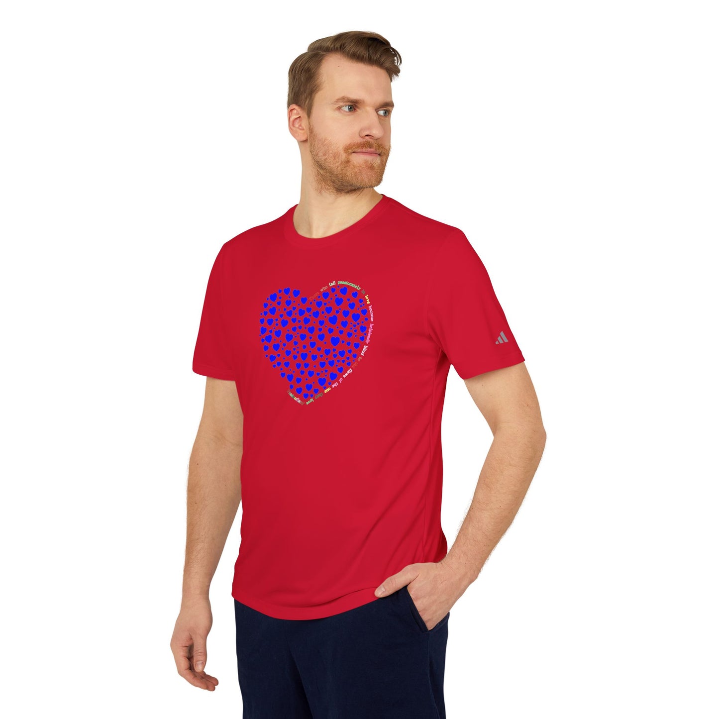 Adidas Unisex Sport T-Shirt with Blue Heart Design