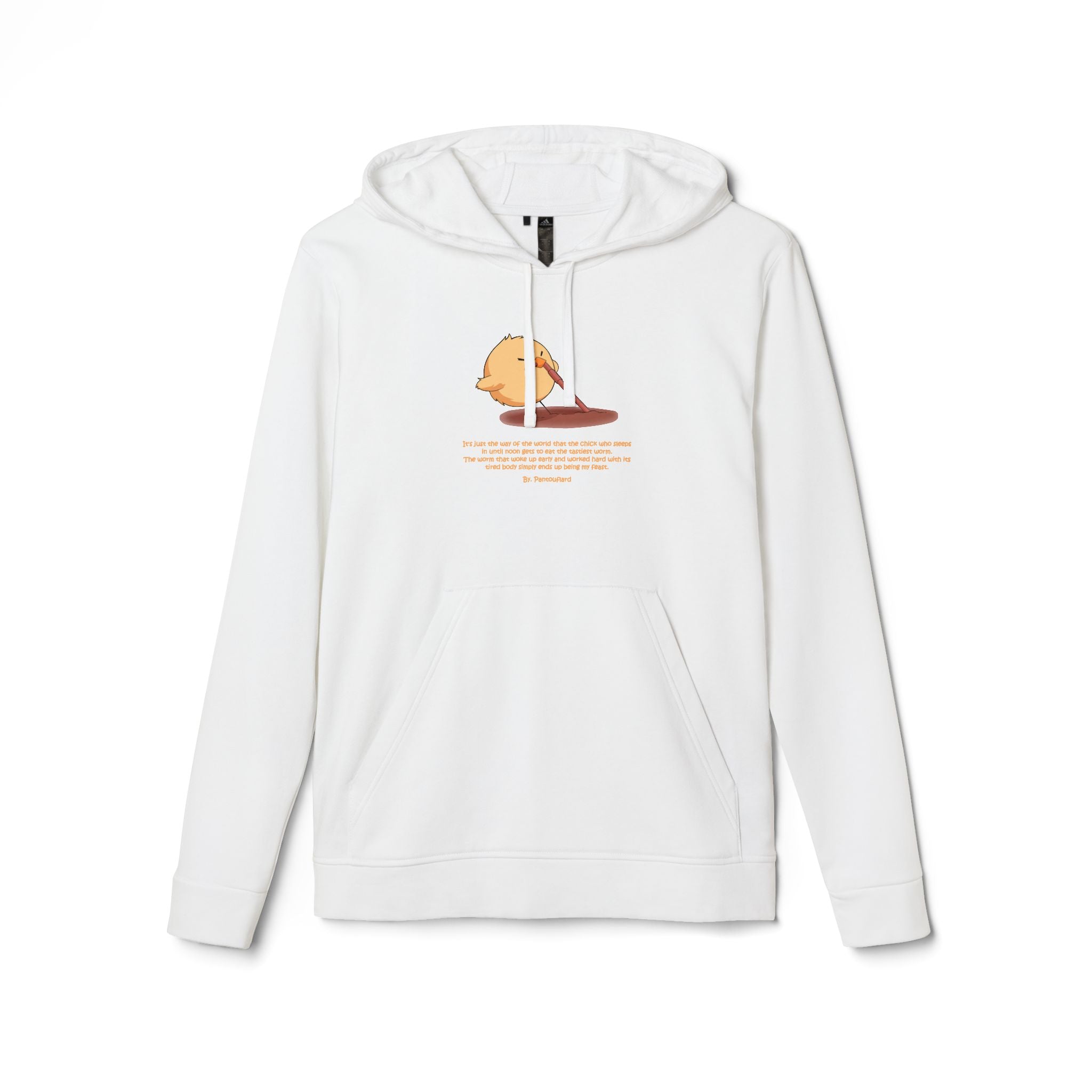 Adidas Hoodie with Funny Graphic - "Early Bird Parody" Cute Chick Design - 8color Cotton Fleece Pullover - Unisex Streetwear