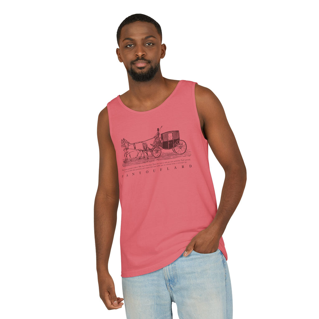 Unisex Brick Red Pantouflard Carriage Cotton Garment-Dyed Tank Top
