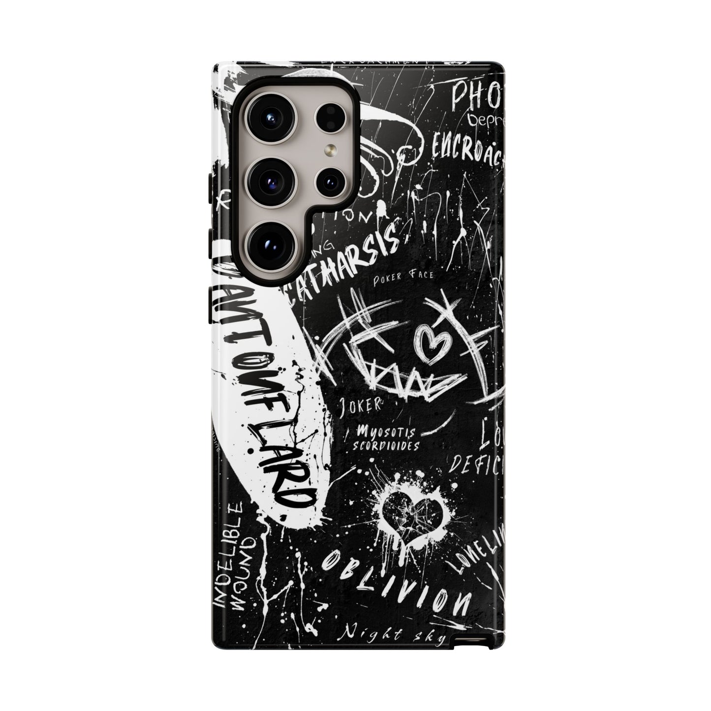 Fundas resistentes: funda atrevida para iPhone, Galaxy, Google Pixel, diseño de grafiti negro, estética urbana, regalo para amantes del arte, accesorios de teléfono modernos, estilo callejero