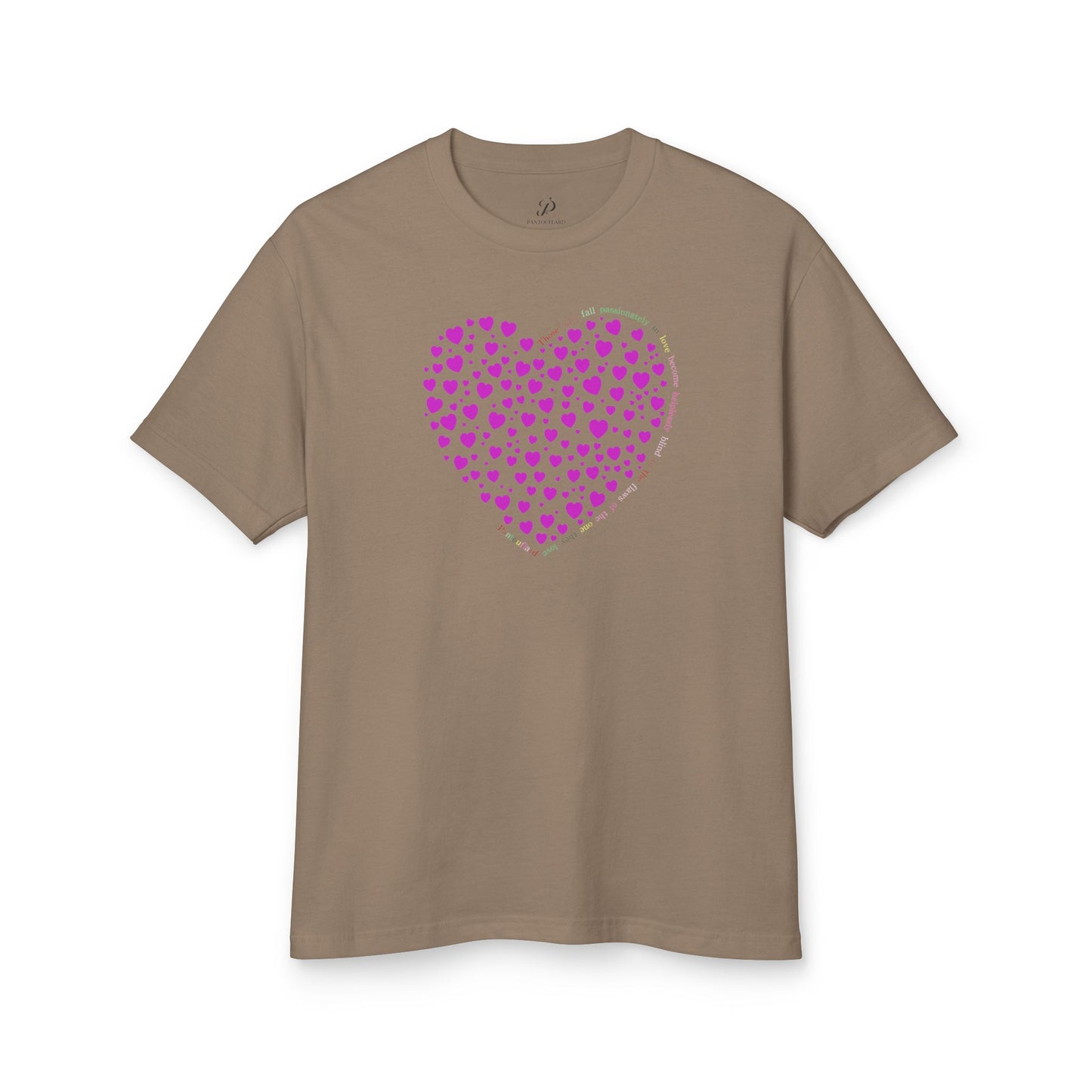 Camiseta unisex de algodón grueso color rosa polvo con corazón