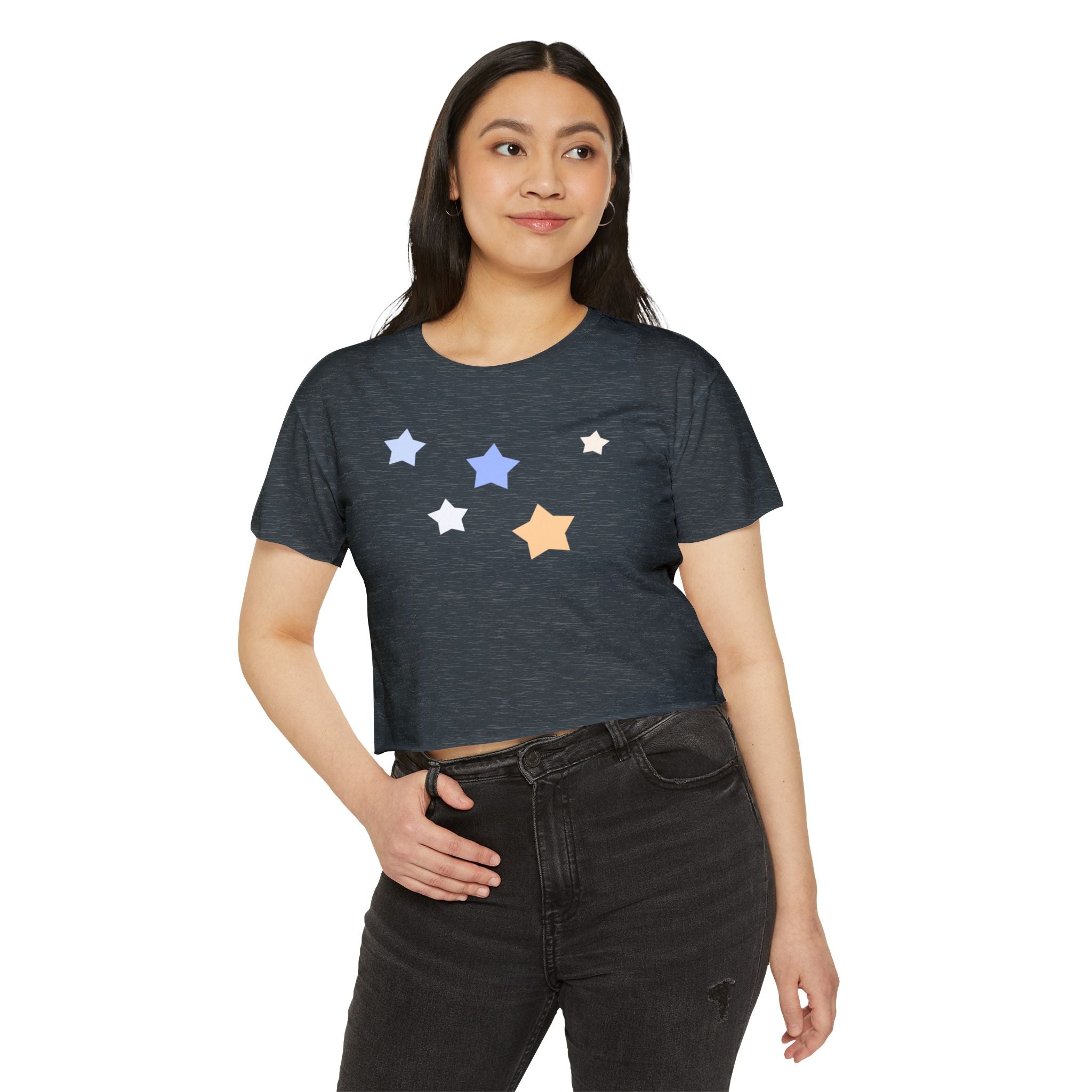 Women's Cassiopeia Constellation Graphic Crop Top - W-Shape Lightweight Festival Shirt