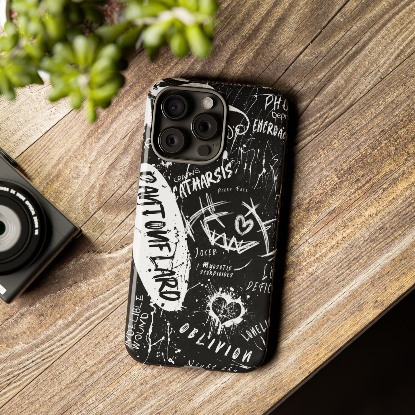 Fundas resistentes: funda atrevida para iPhone, Galaxy, Google Pixel, diseño de grafiti negro, estética urbana, regalo para amantes del arte, accesorios de teléfono modernos, estilo callejero