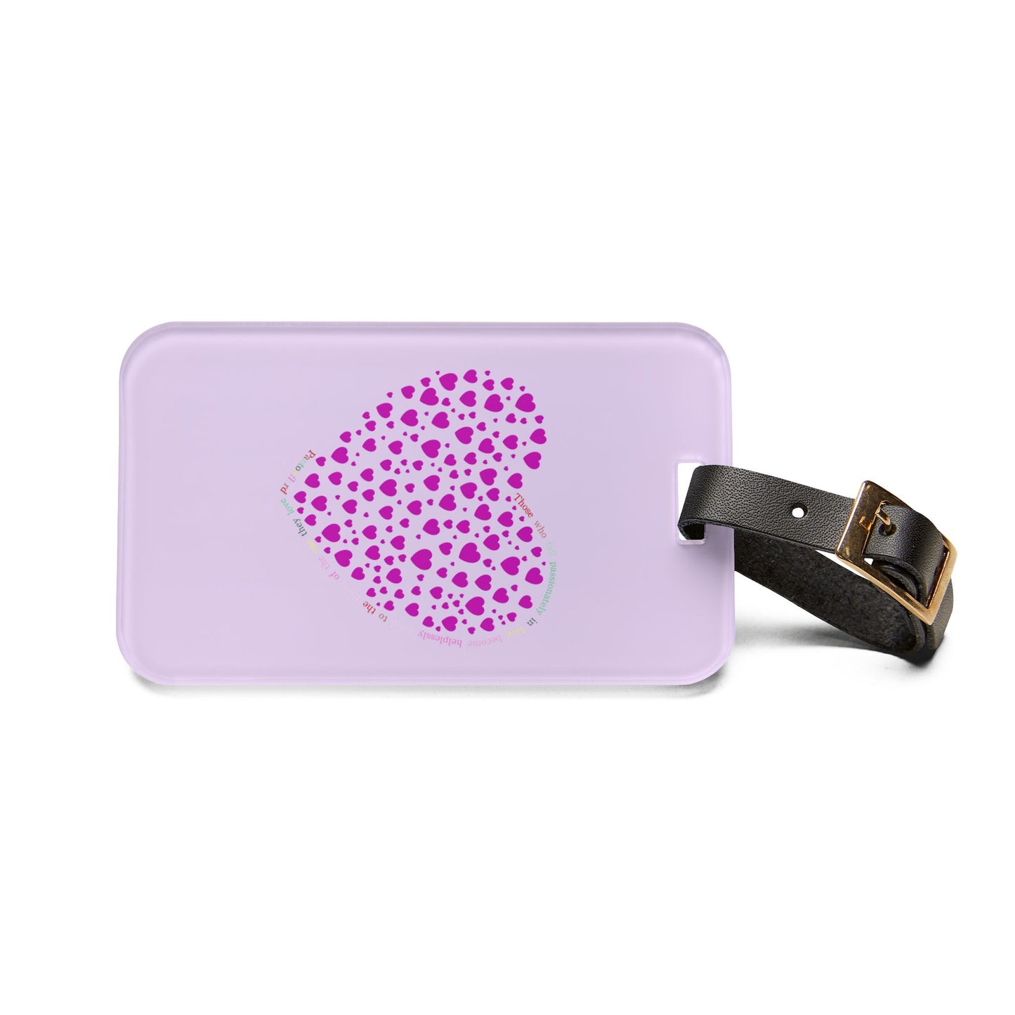 Pink Heart Mosaic Luggage Tag, Personalized Travel Accessory, Unique Suitcase Identifier
