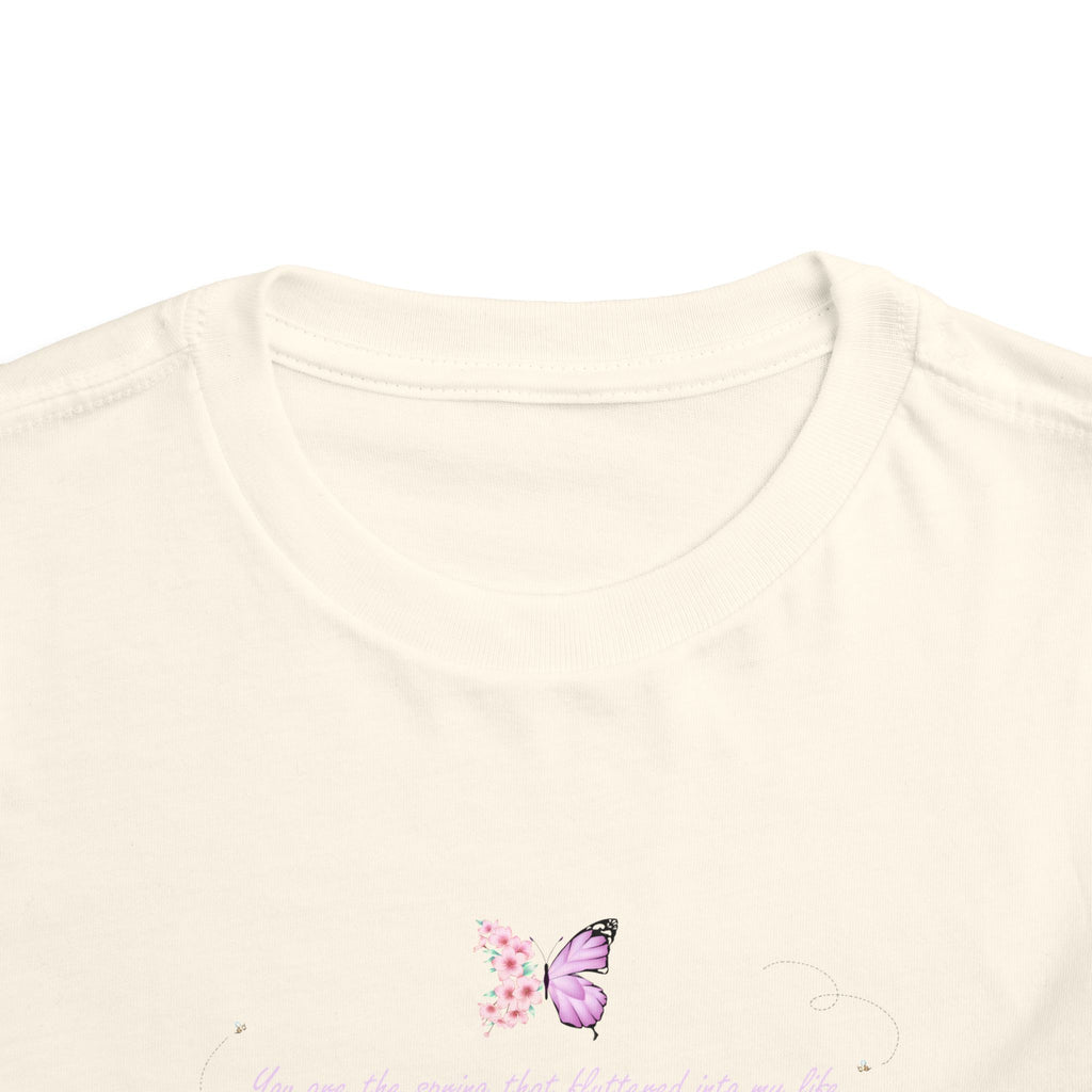Toddler Yellow Floral Butterfly Spring Quote 100% Cotton Short Sleeve Tee
