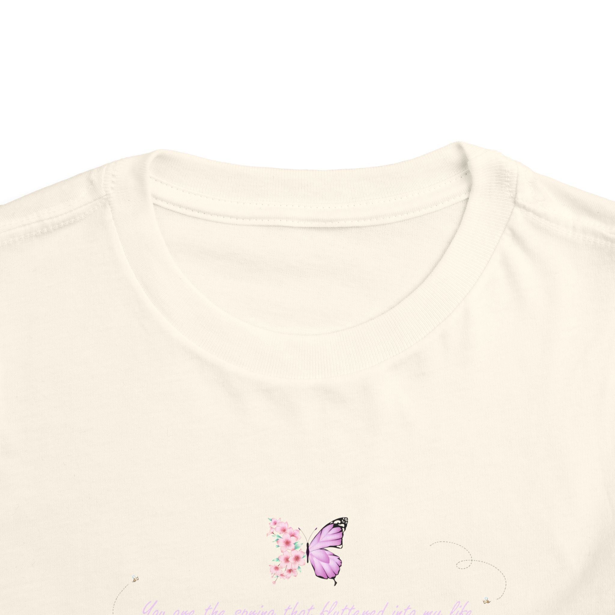Toddler Yellow Floral Butterfly Spring Quote 100% Cotton Short Sleeve Tee