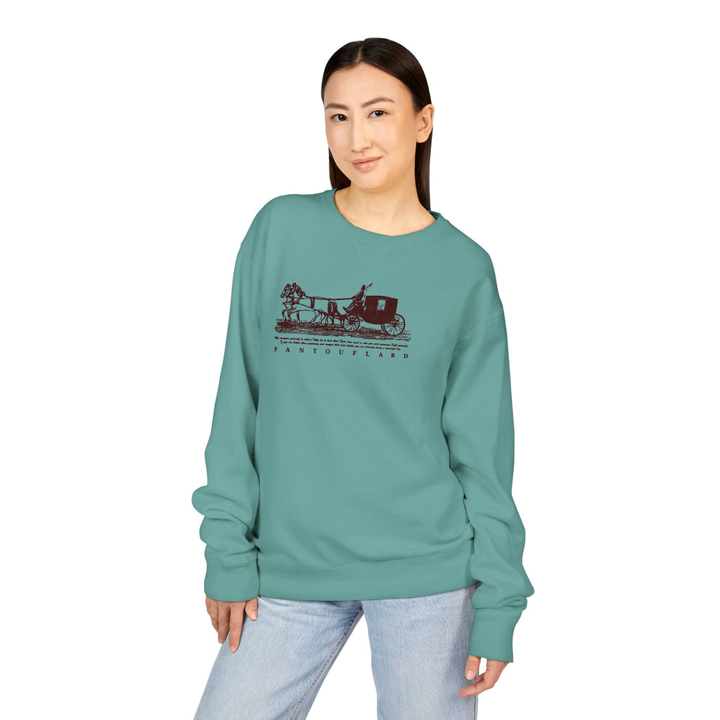 Old Money Equestrian Heritage Crewneck - The Nostalgic Journey I (Dark Academia Garment-Dyed Sweatshirt)