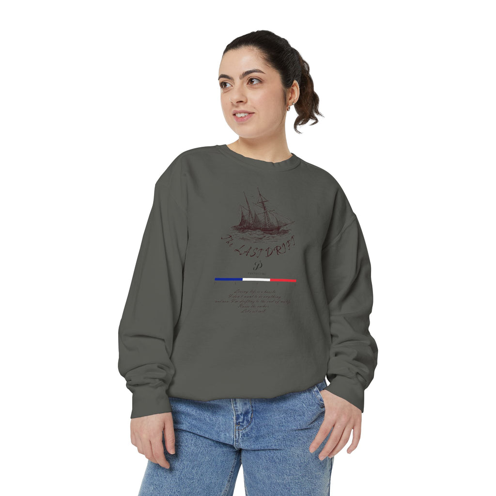 Unisex White Vintage Ship Graphic Cotton Blend Sweatshirt