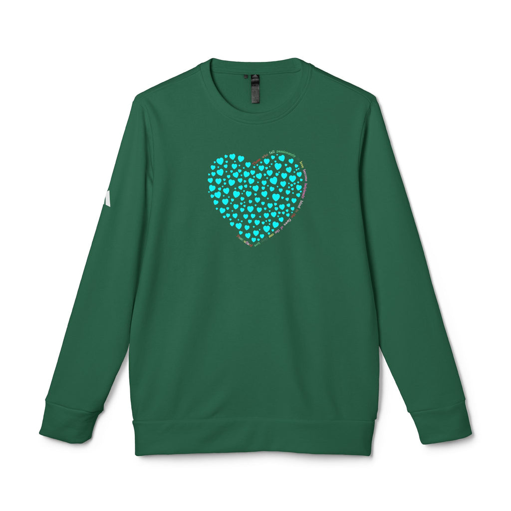 Adidas® Unisex-Sweatshirt mit Rundhalsausschnitt und mintfarbenem Herzdesign