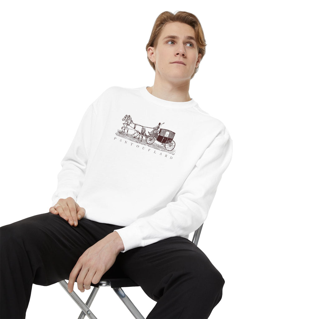 Unisex White Pantouflard Carriage Cotton Blend Sweatshirt