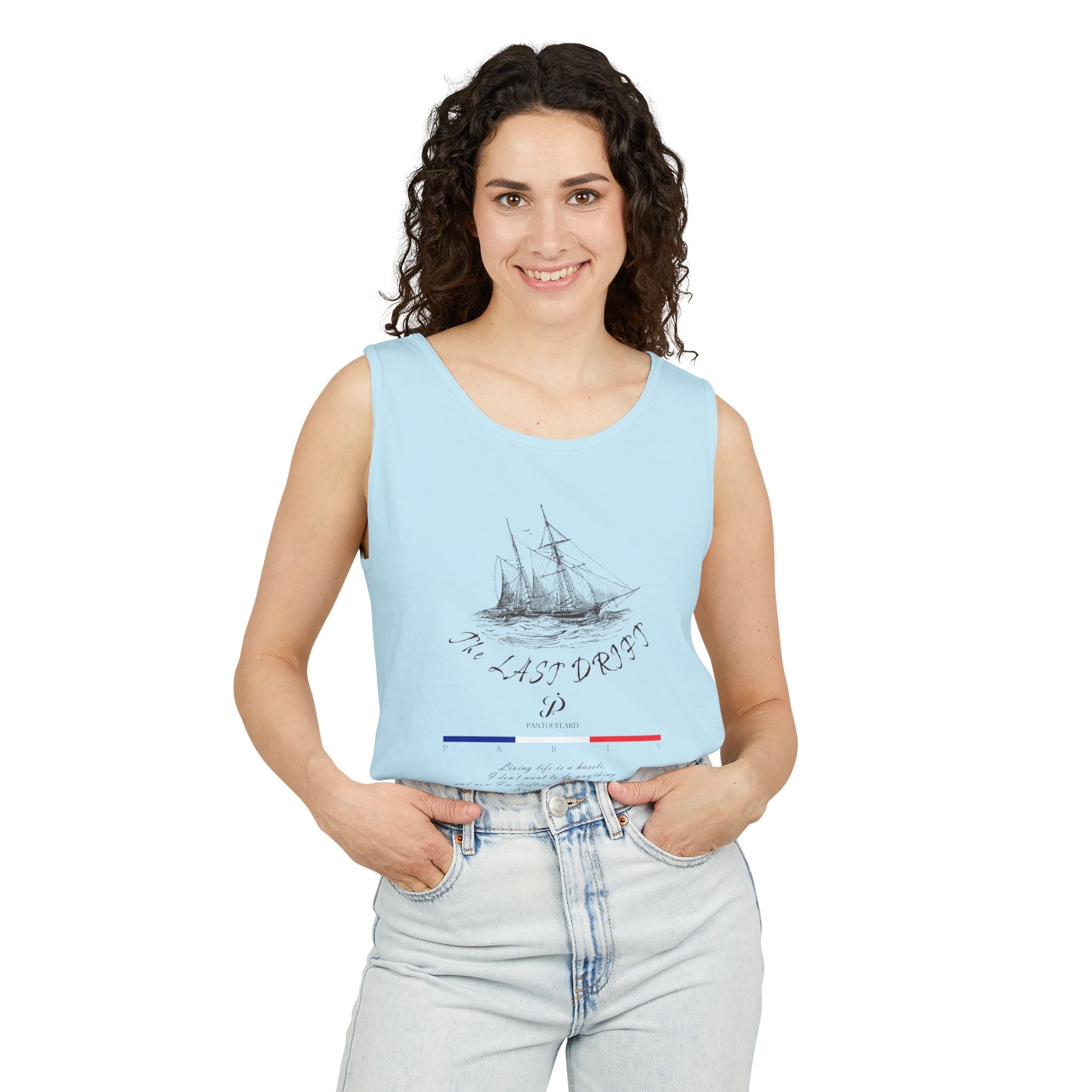 Unisex White Last Drift Cotton Garment-Dyed Tank Top