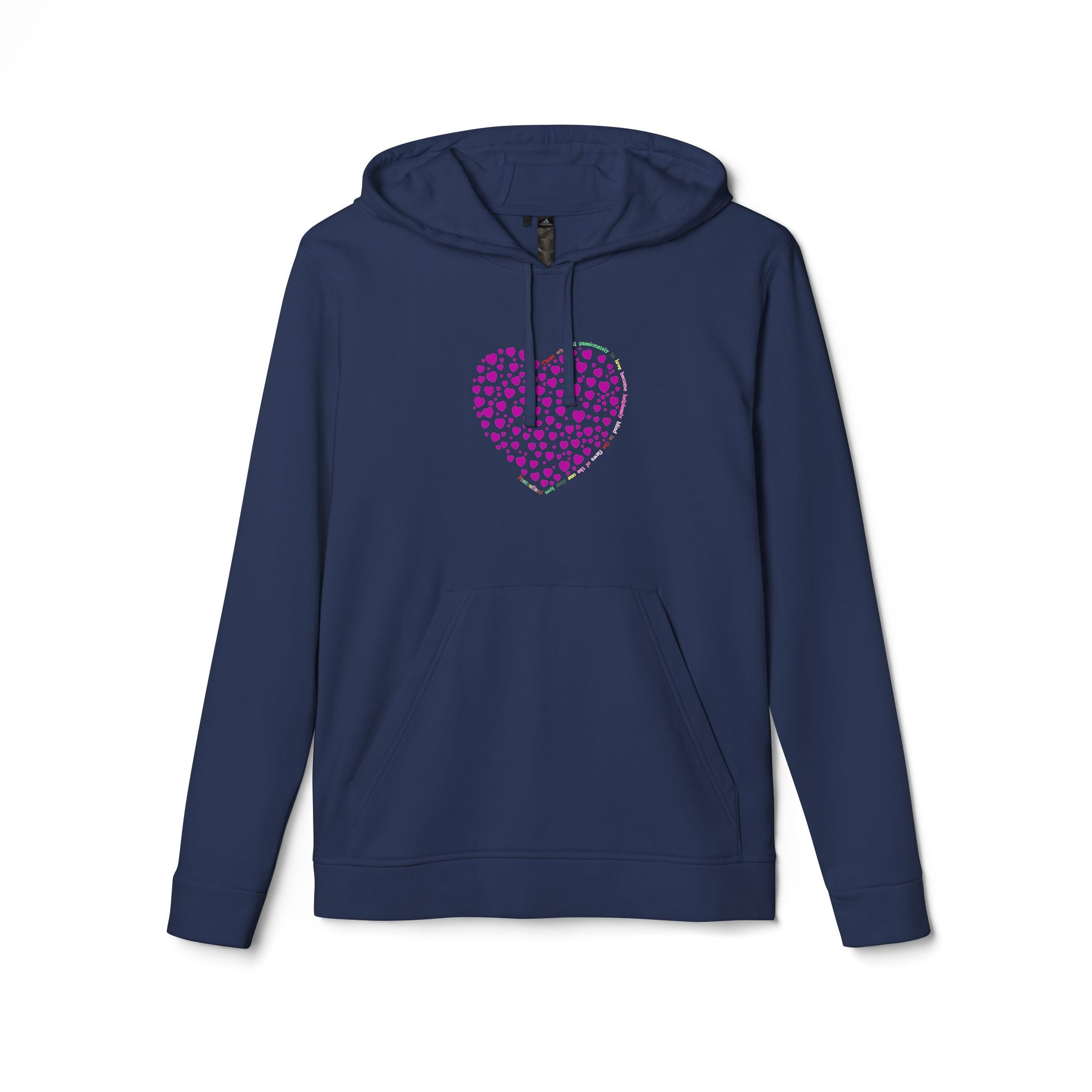 Sudadera con capucha de forro polar para hombre y mujer Adidas® con diseño de corazón rosa