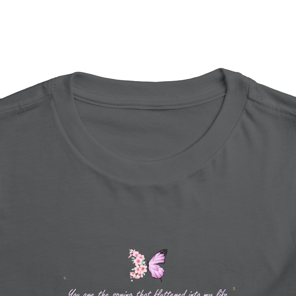 Toddler Yellow Floral Butterfly Spring Quote 100% Cotton Short Sleeve Tee