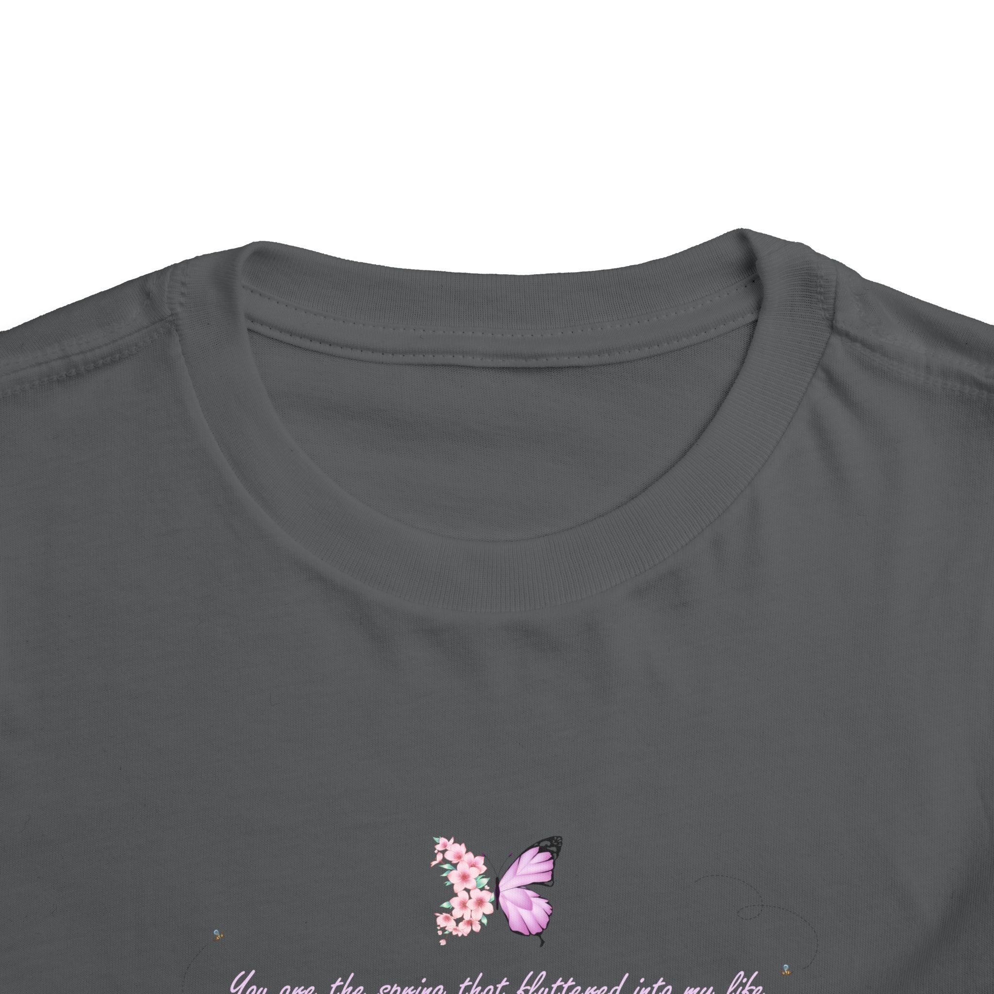 Toddler Yellow Floral Butterfly Spring Quote 100% Cotton Short Sleeve Tee