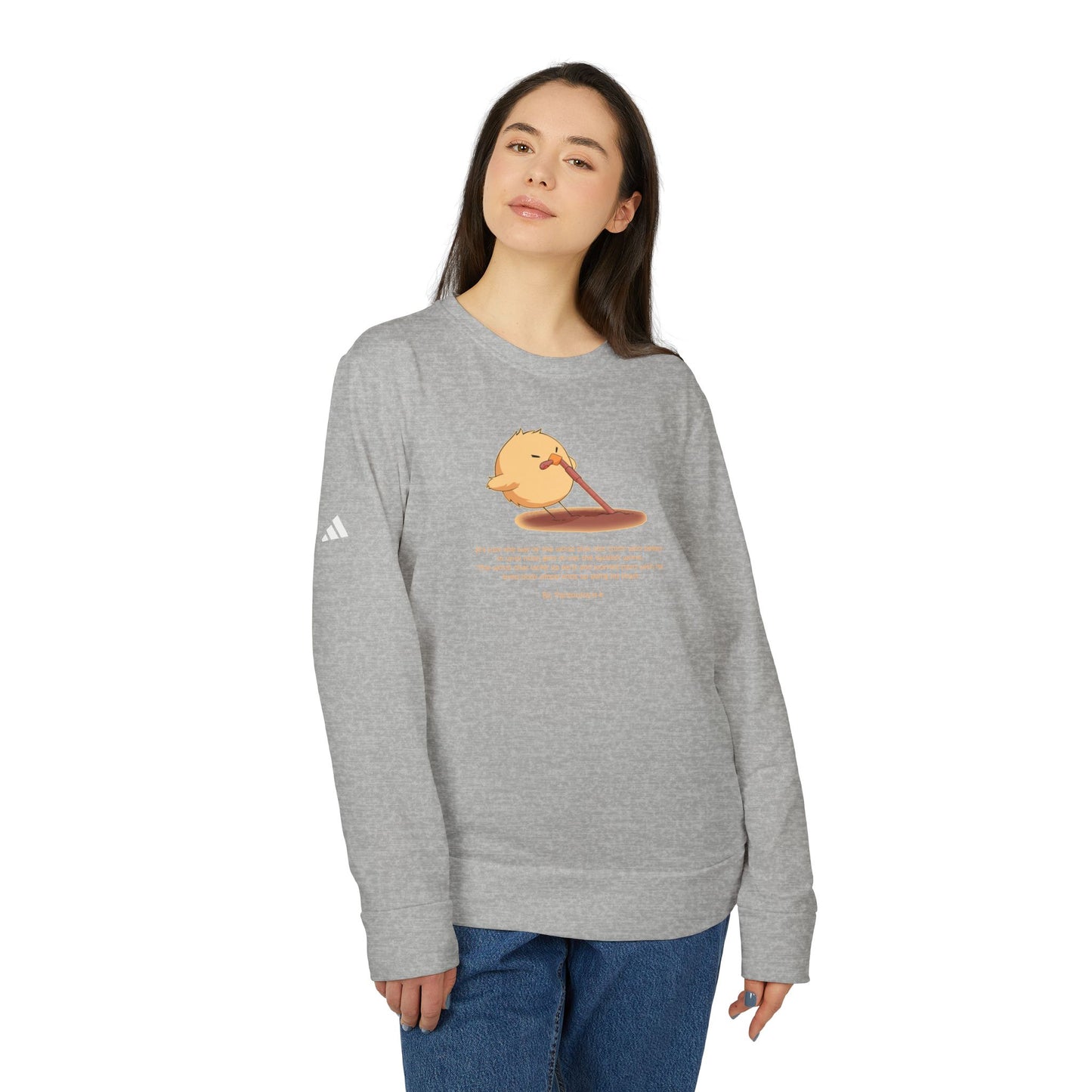 Adidas Cute Chick Cartoon Unisex Fleece Crewneck Sweatshirt
