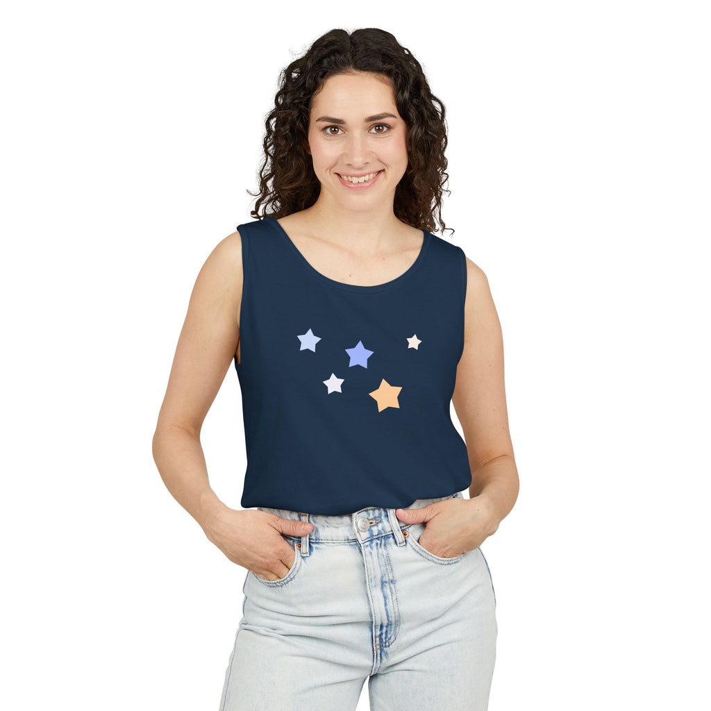 Men's & Women's Cassiopeia Constellation Graphic Garment-Dyed Tank Top - W-Shape Sleeveless Shirt