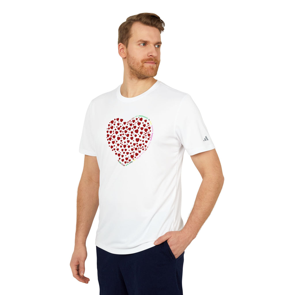 Adidas® Unisex-Sport-T-Shirt mit rotem Herz-Design