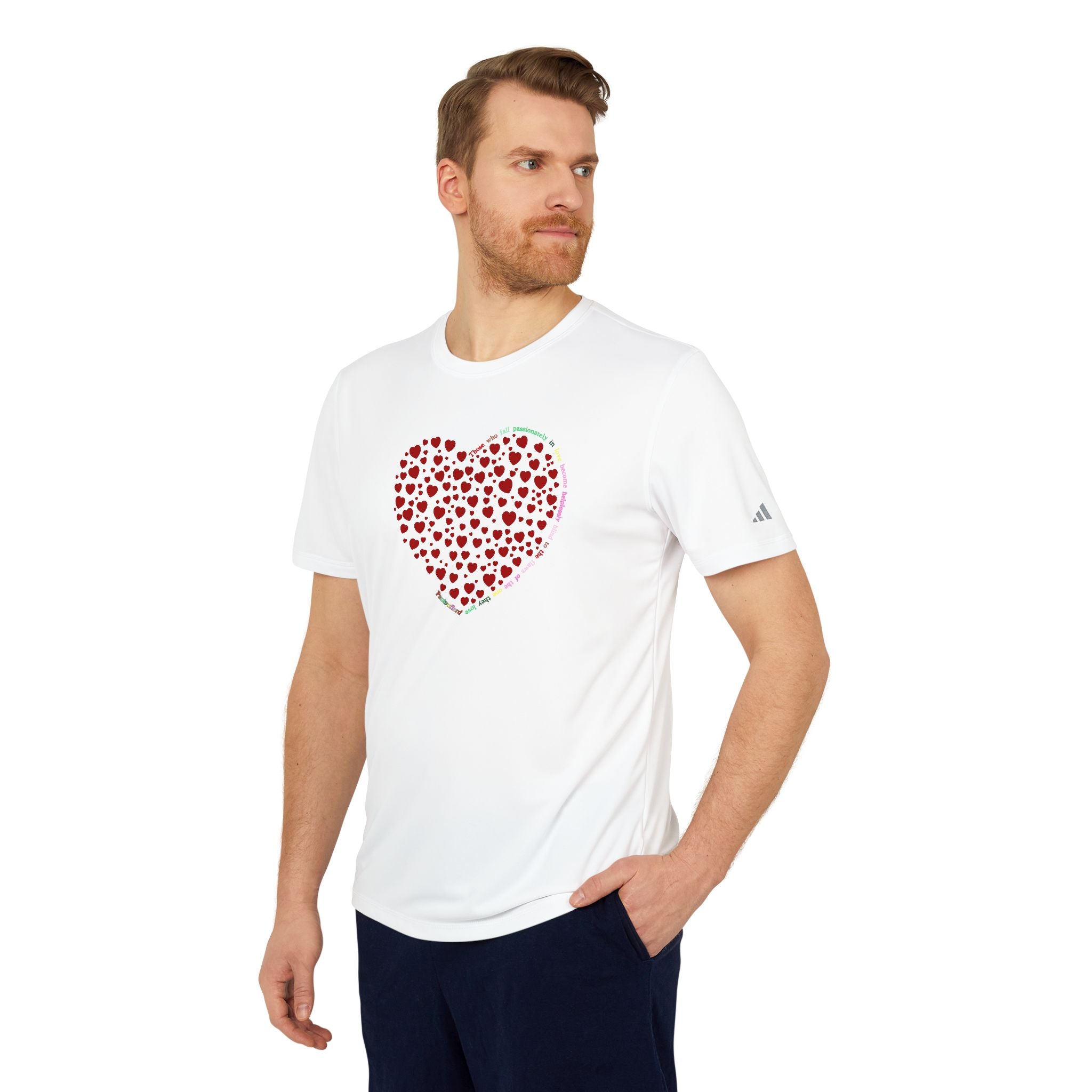 Adidas® Unisex-Sport-T-Shirt mit rotem Herz-Design