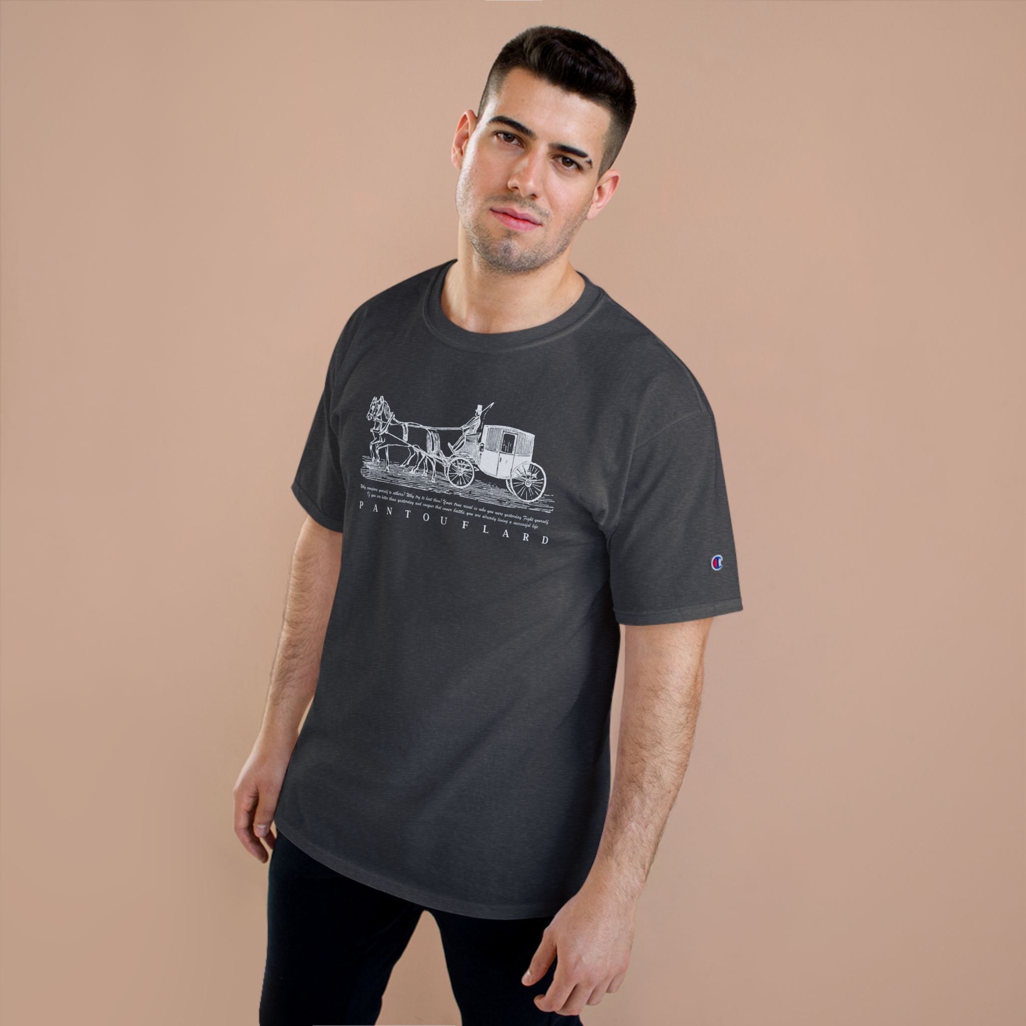 Unisex Charcoal Champion Vintage Carriage 100% Cotton T-Shirt