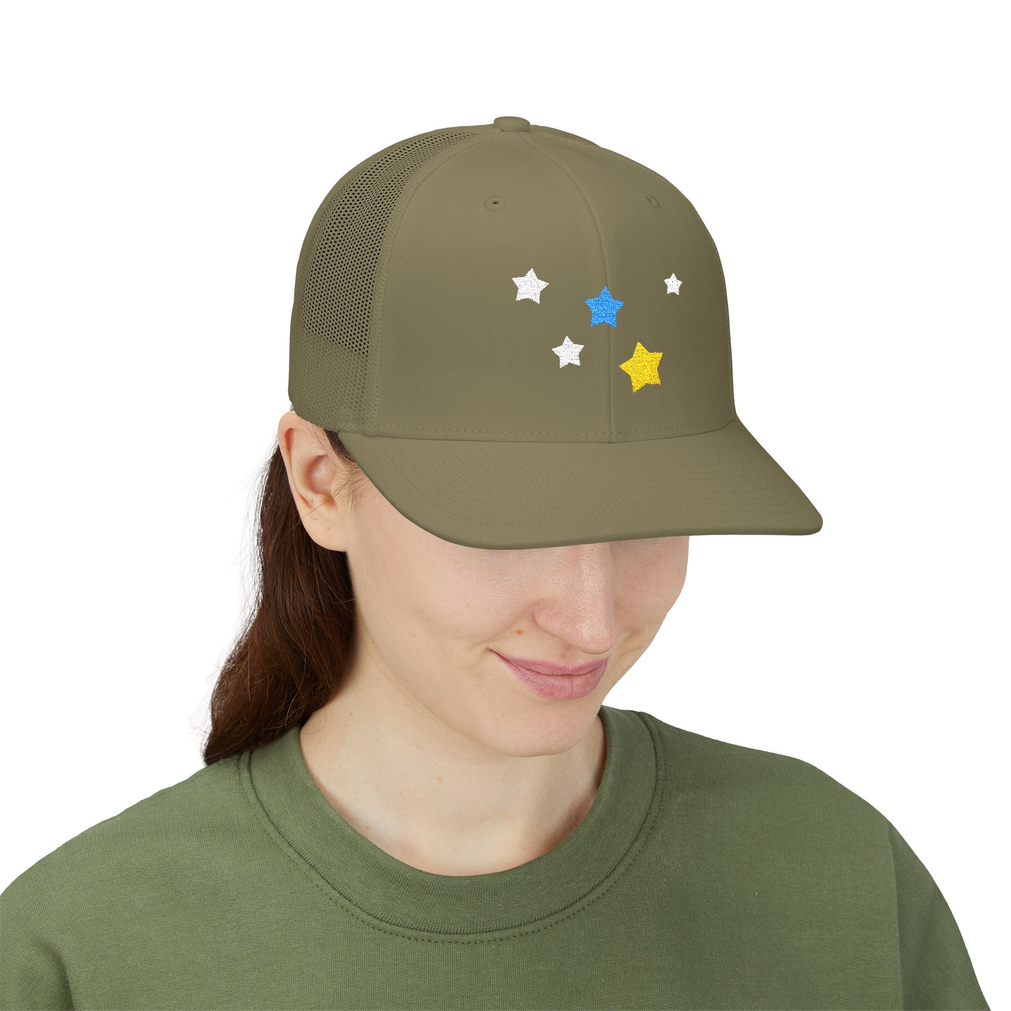 Unisex Cassiopeia Star Embroidered Cotton-Polyester Snapback Trucker Cap