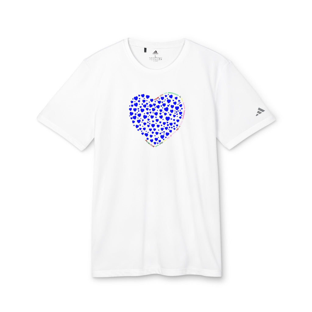 アディダス® ユニセックス スポーツTシャツ ブルーハートデザイン付き