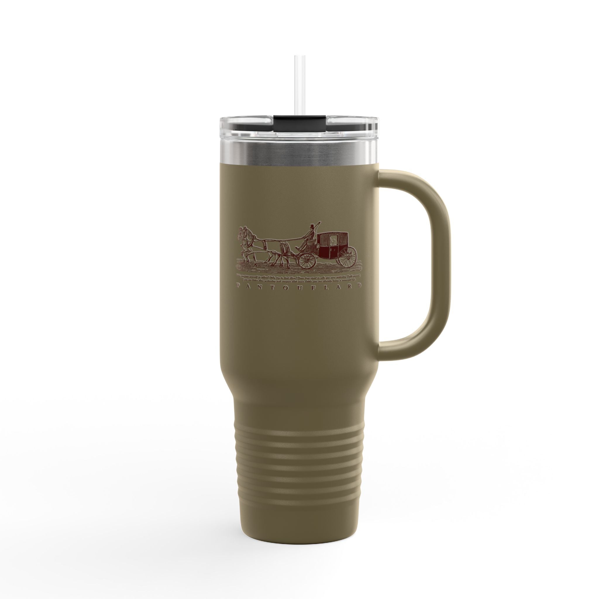Olive Green Vintage Carriage Quote 40oz Stainless Steel Insulated Travel Mug