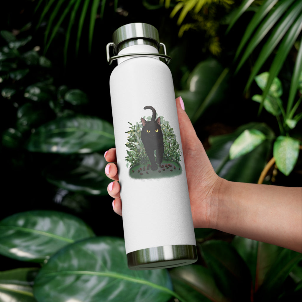 Black Mysterious Black Cat in Bushes 22oz Copper Vacuum Insulated Bottle