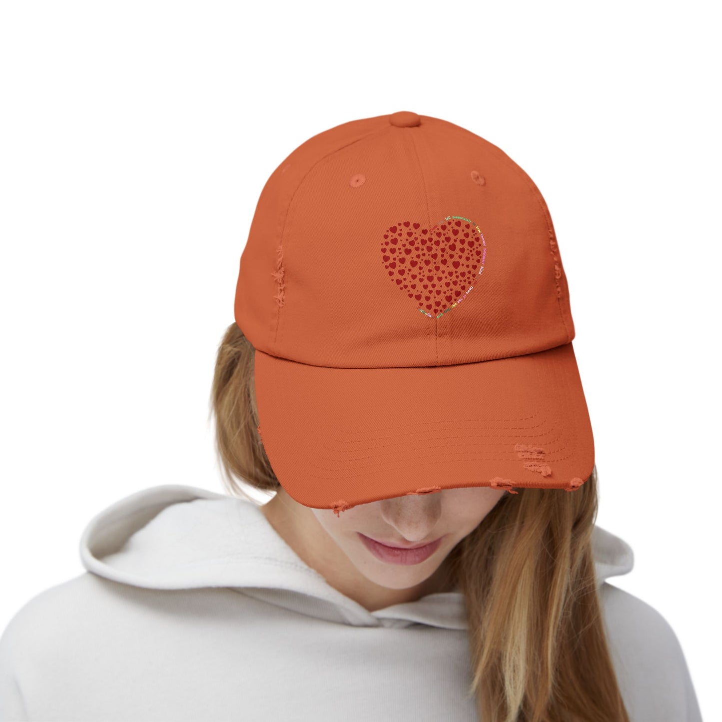 Distressed Red Heart Cap, Casual Hat