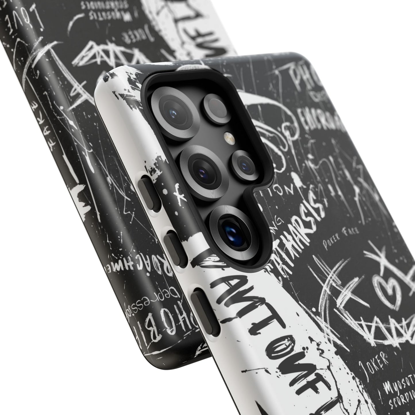 Fundas resistentes: funda atrevida para iPhone, Galaxy, Google Pixel, diseño de grafiti negro, estética urbana, regalo para amantes del arte, accesorios de teléfono modernos, estilo callejero