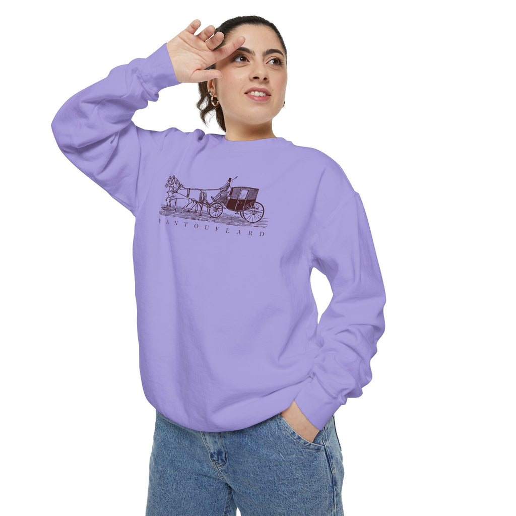 Unisex White Pantouflard Carriage Cotton Blend Sweatshirt