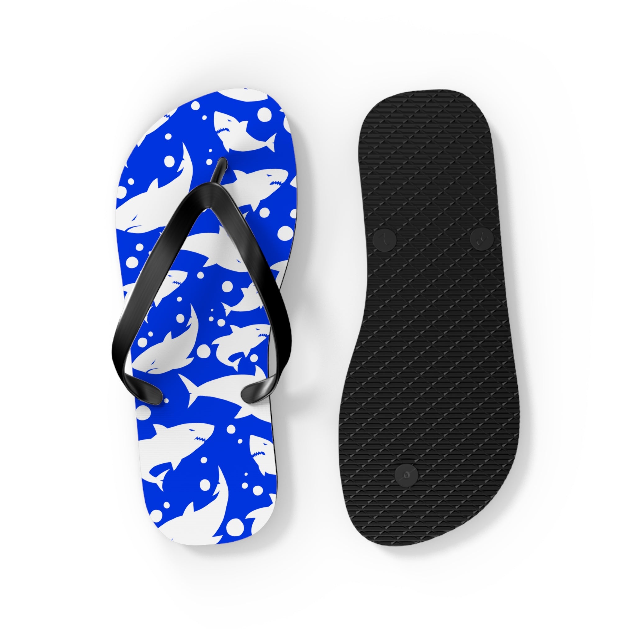 Unisex Royal Blue Shark Silhouette Pattern EVA Polyester Flip Flops