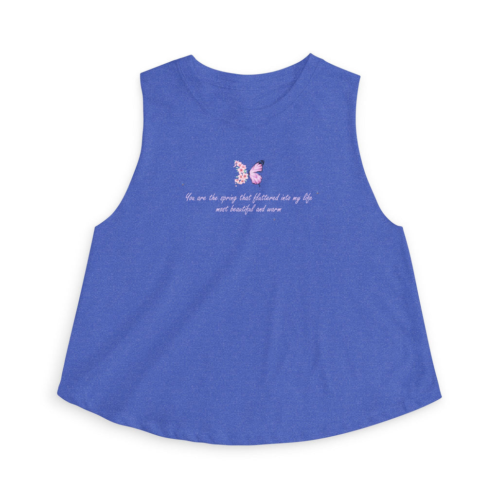 Women's Black Floral Butterfly Spring Quote Cotton Blend Crop Top