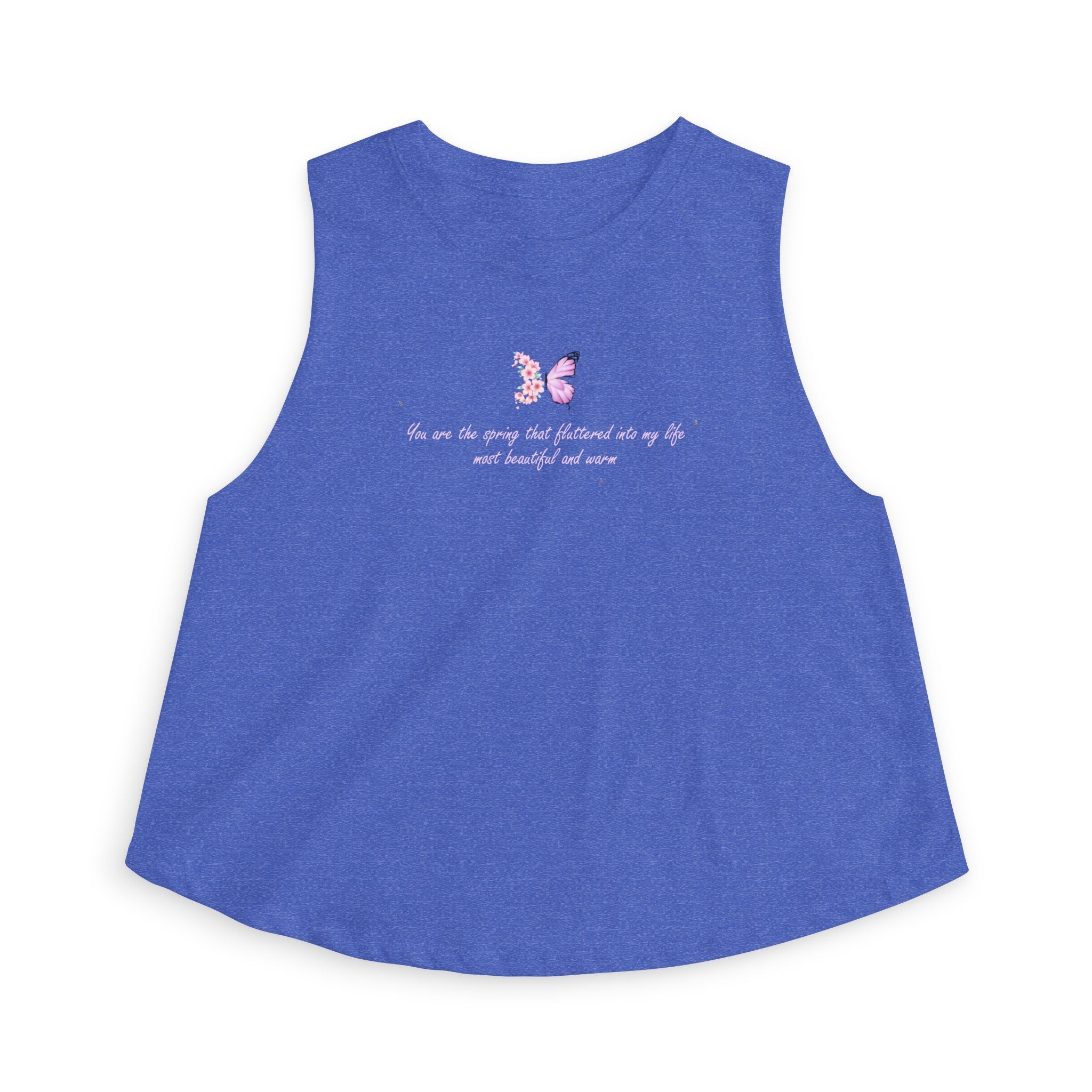 Women's Black Floral Butterfly Spring Quote Cotton Blend Crop Top