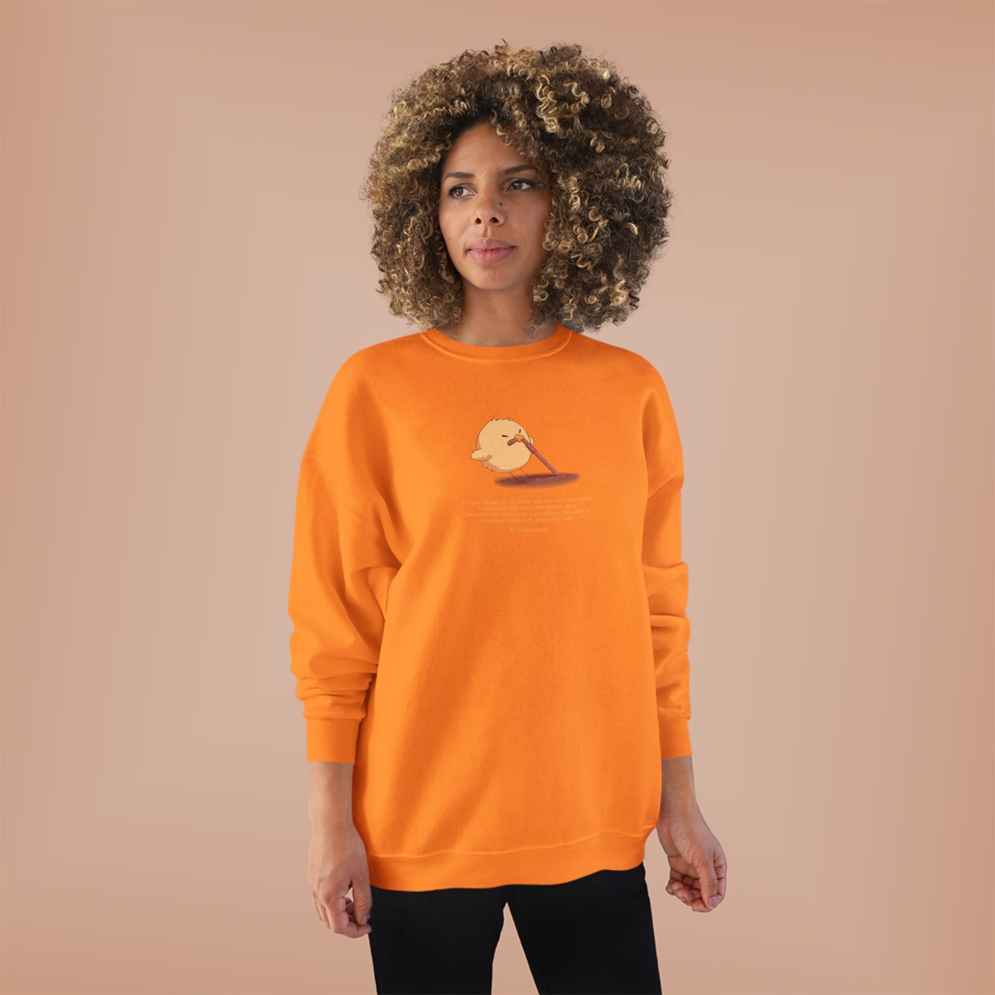 Funny Early Bird Parody Sweatshirt | "The Late Bird Gets The Feast" Sarcastic Quote | Hanes Soft Eco-Fleece Pullover (S-3XL)