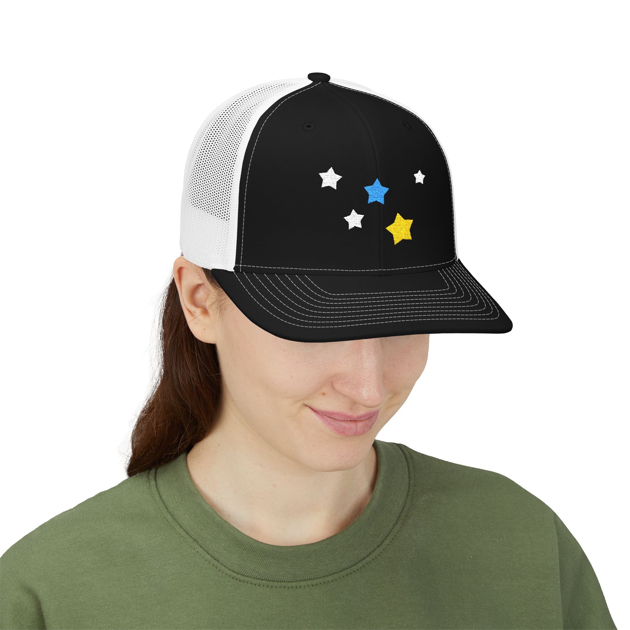 Unisex Cassiopeia Star Embroidered Cotton-Polyester Snapback Trucker Cap