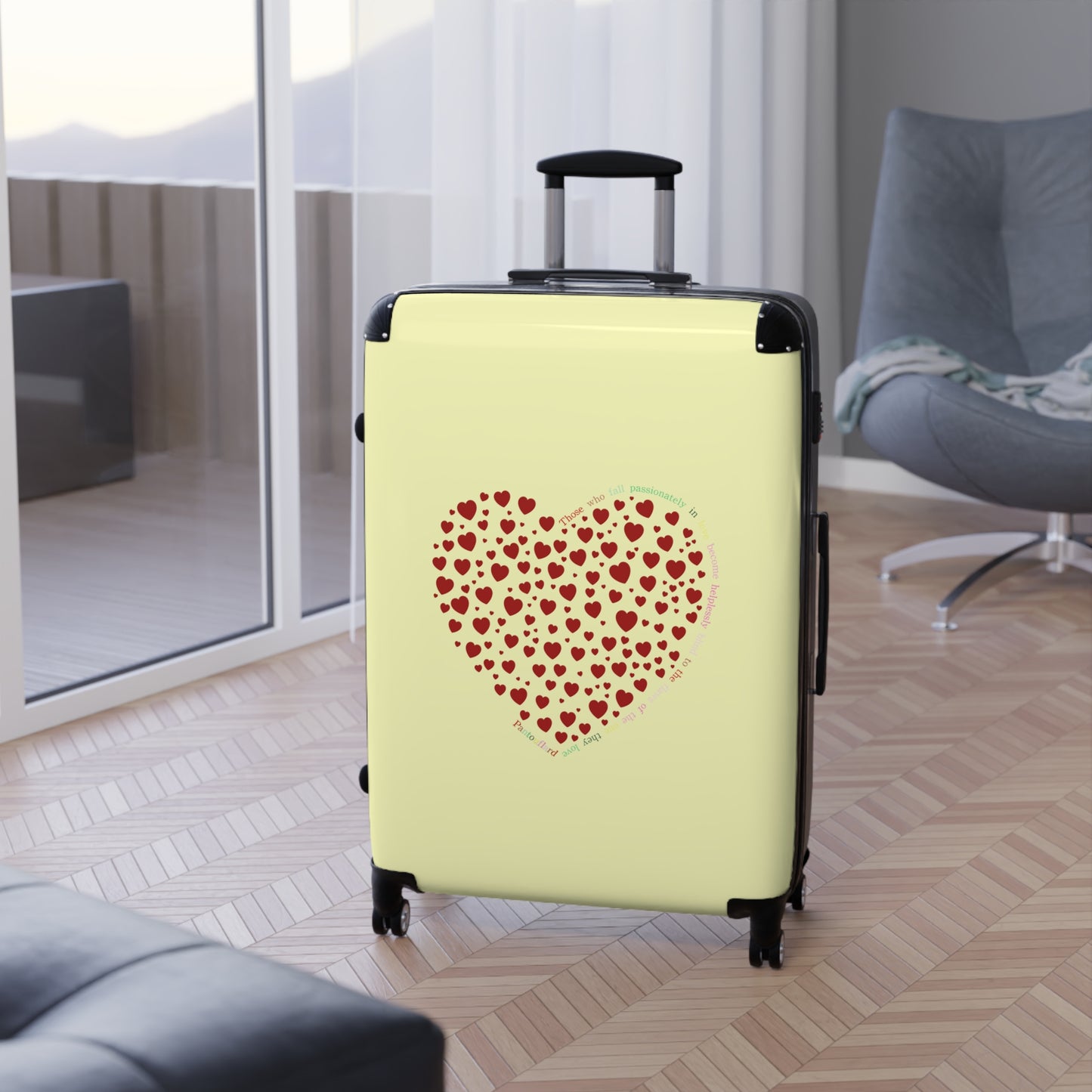 Maleta de diseño corazón rojo, equipaje de viaje