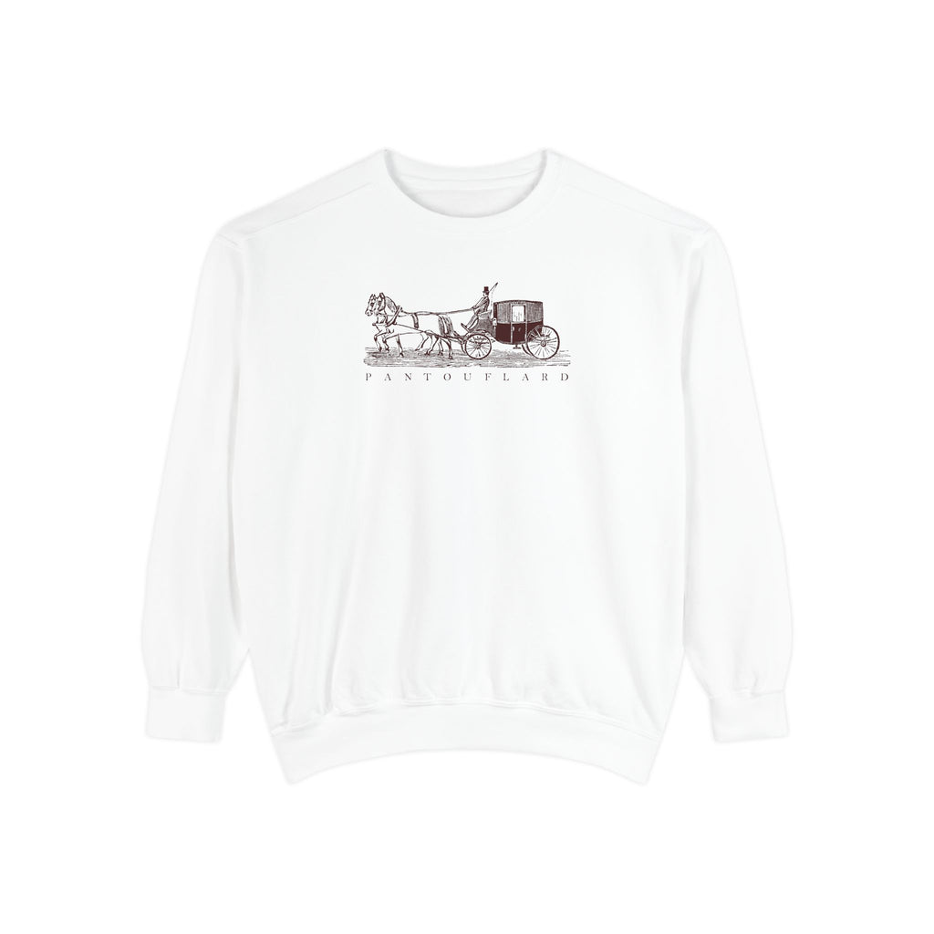 Unisex White Pantouflard Carriage Cotton Blend Sweatshirt