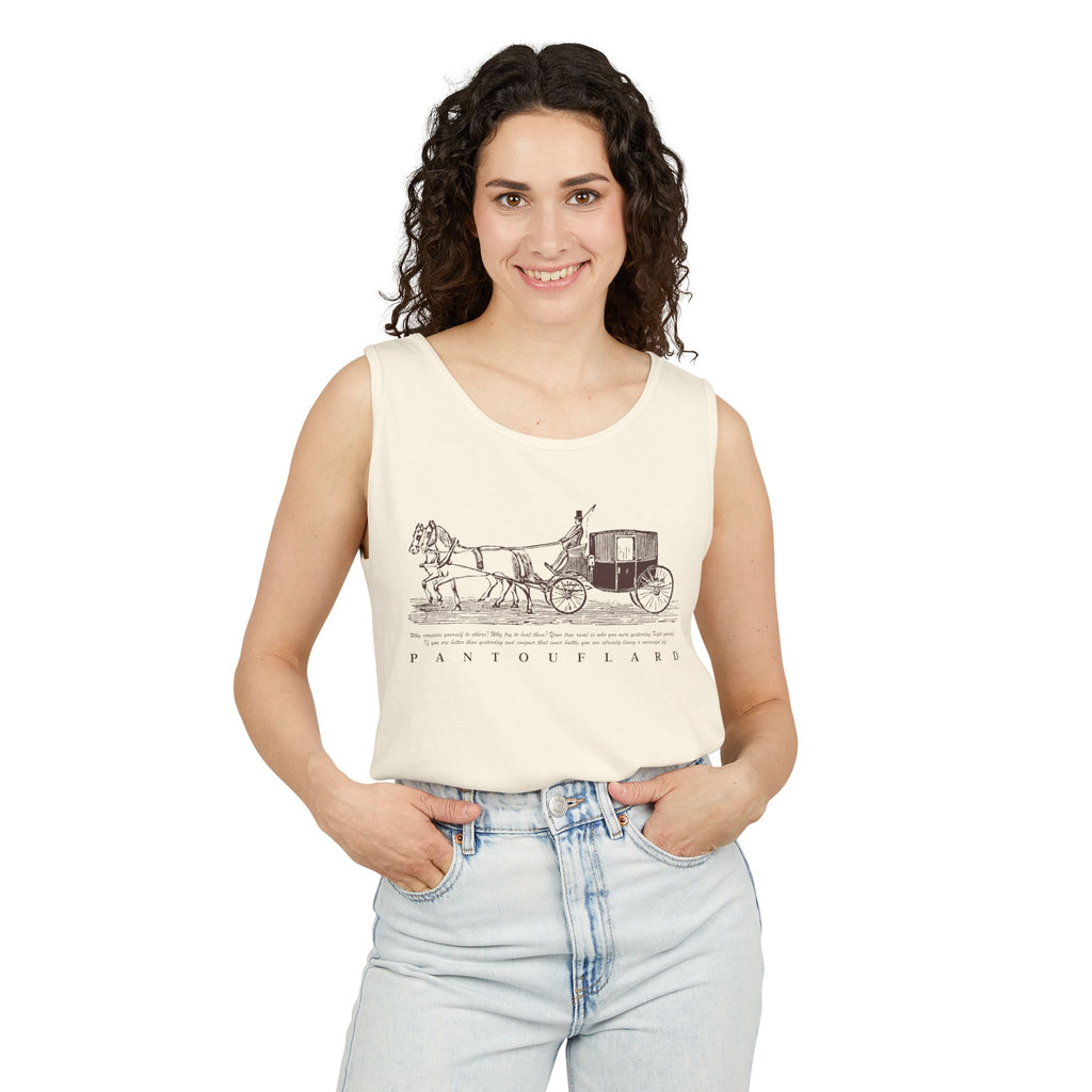 Unisex Brick Red Pantouflard Carriage Cotton Garment-Dyed Tank Top