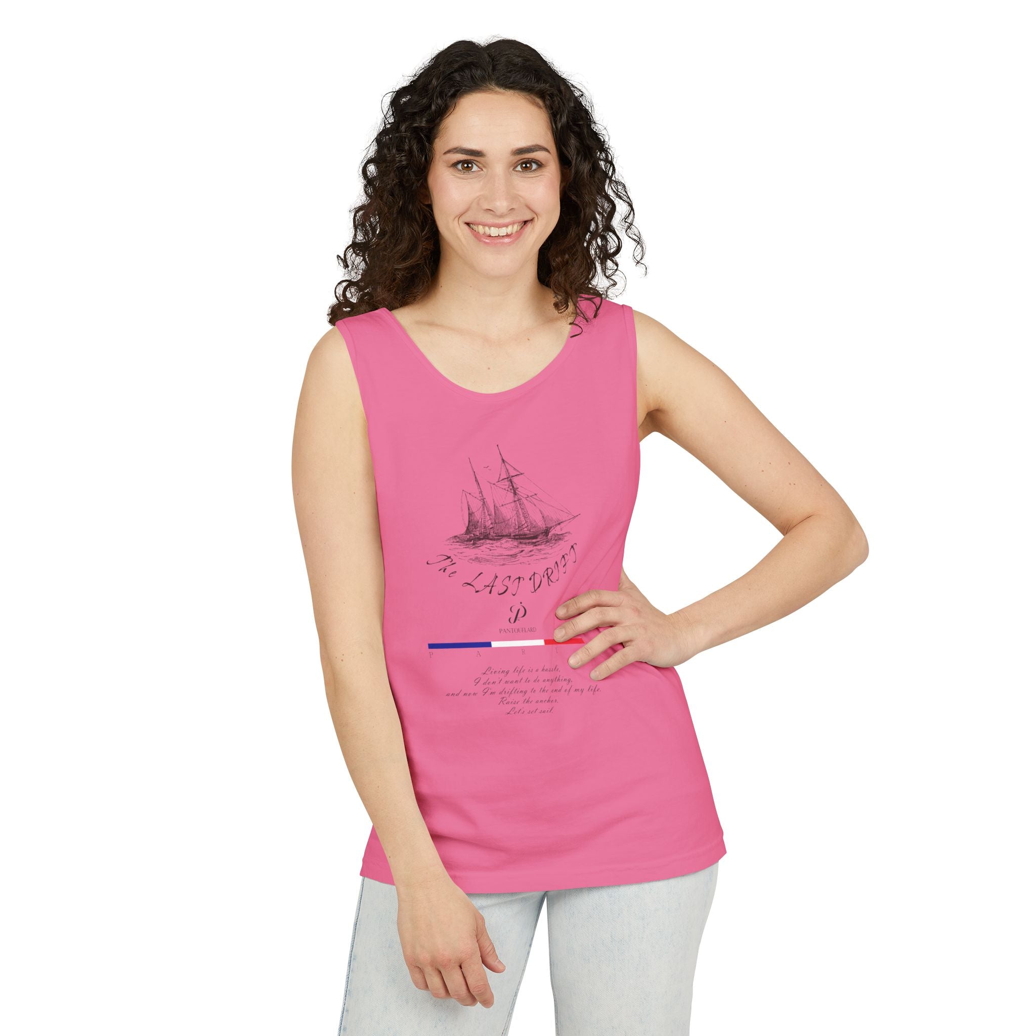 Unisex White Last Drift Cotton Garment-Dyed Tank Top