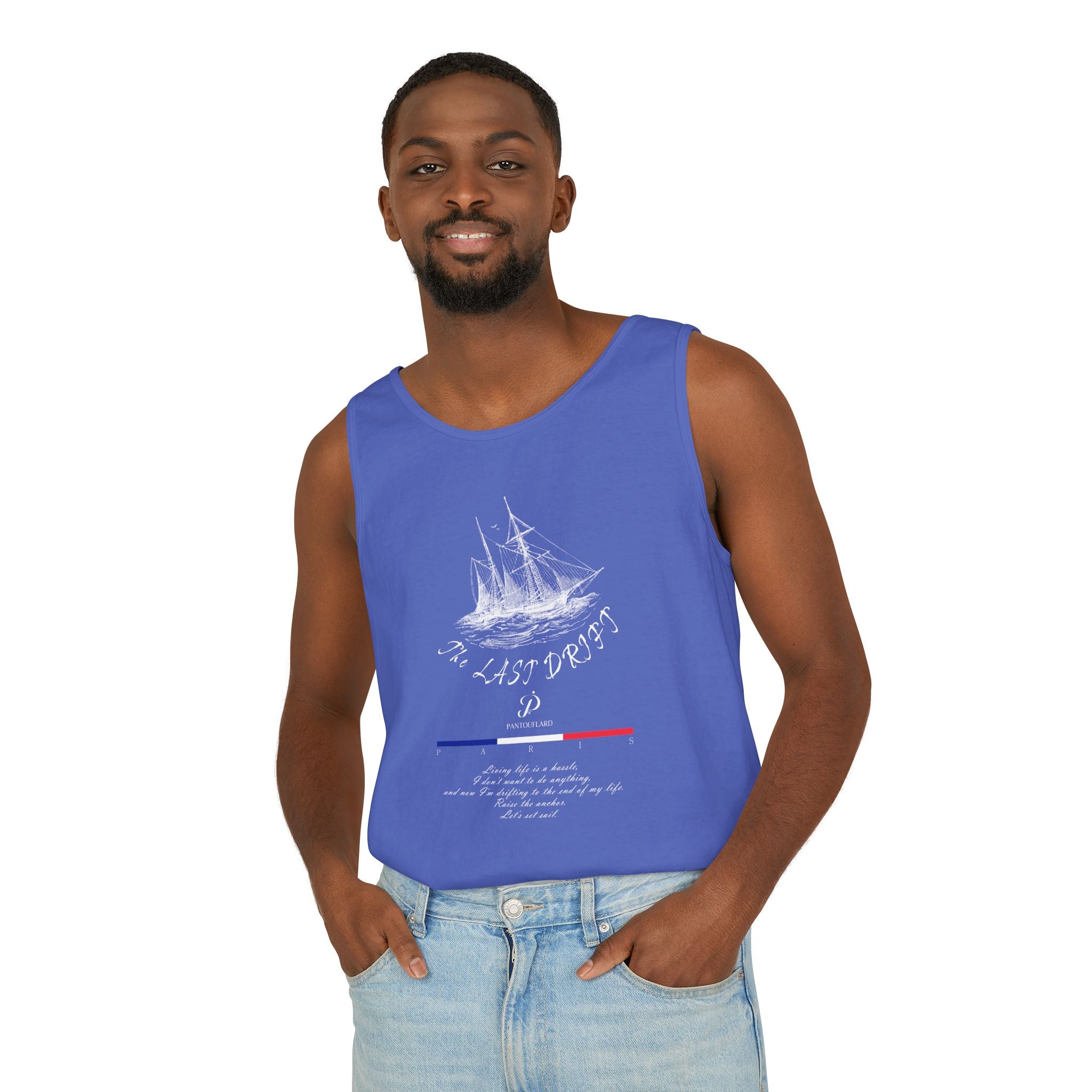Unisex Black Last Drift Cotton Garment-Dyed Tank Top