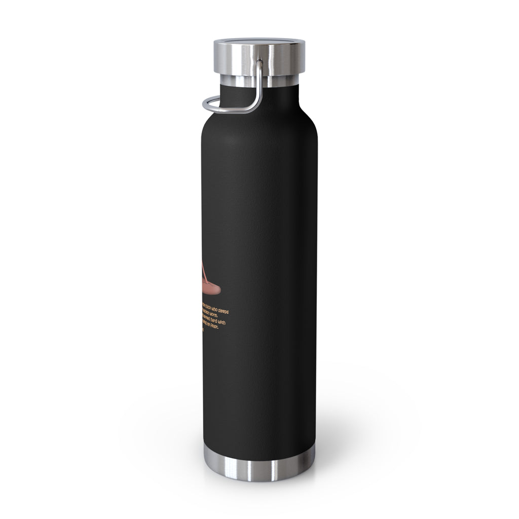 Navy Blue Cute Chick Pulling Worm Quote 22oz Copper Vacuum Insulated Bottle