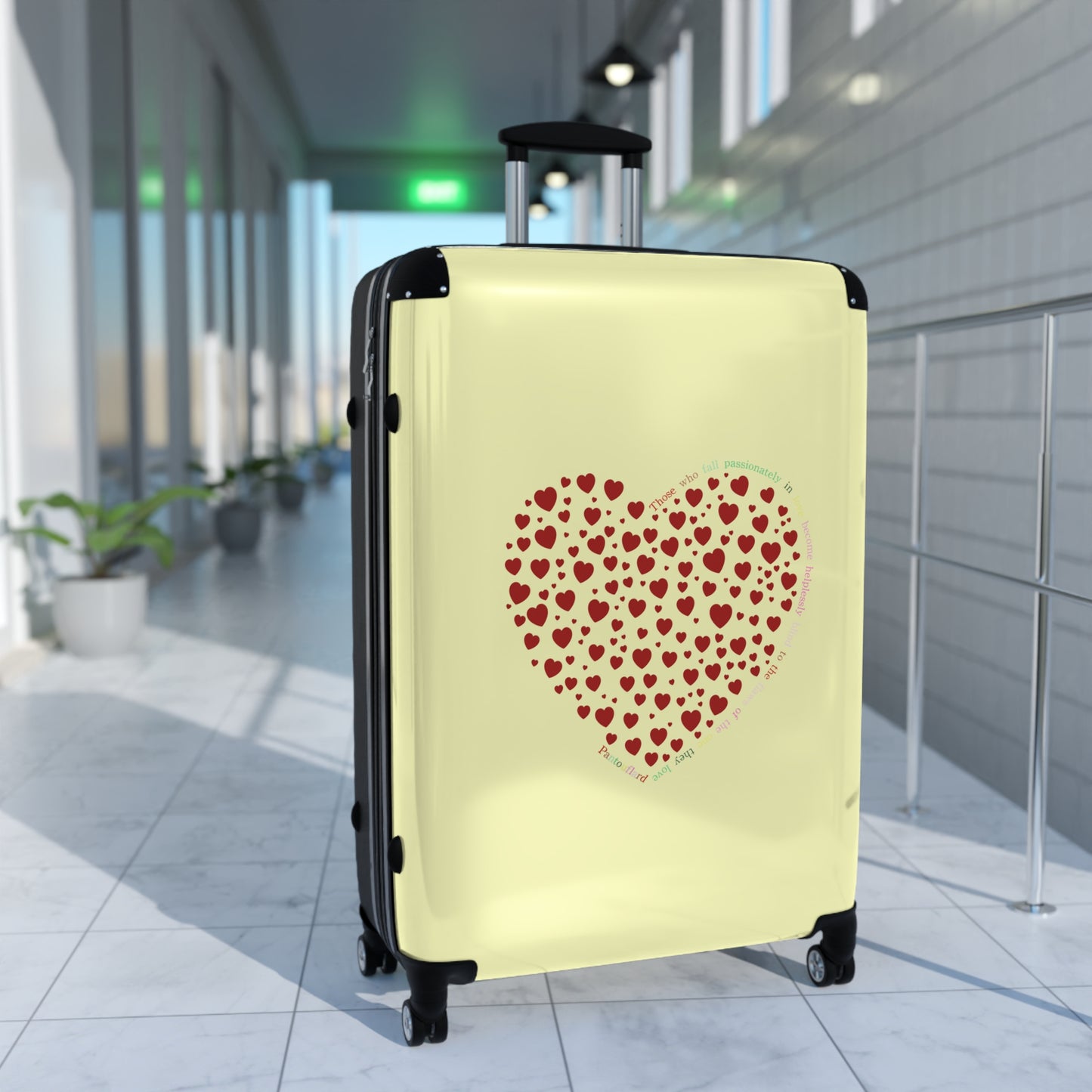 Maleta de diseño corazón rojo, equipaje de viaje