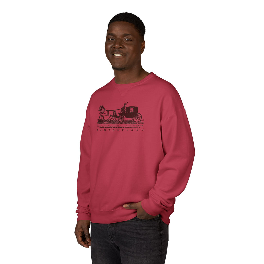 Old Money Equestrian Heritage Crewneck - The Nostalgic Journey I (Dark Academia Garment-Dyed Sweatshirt)