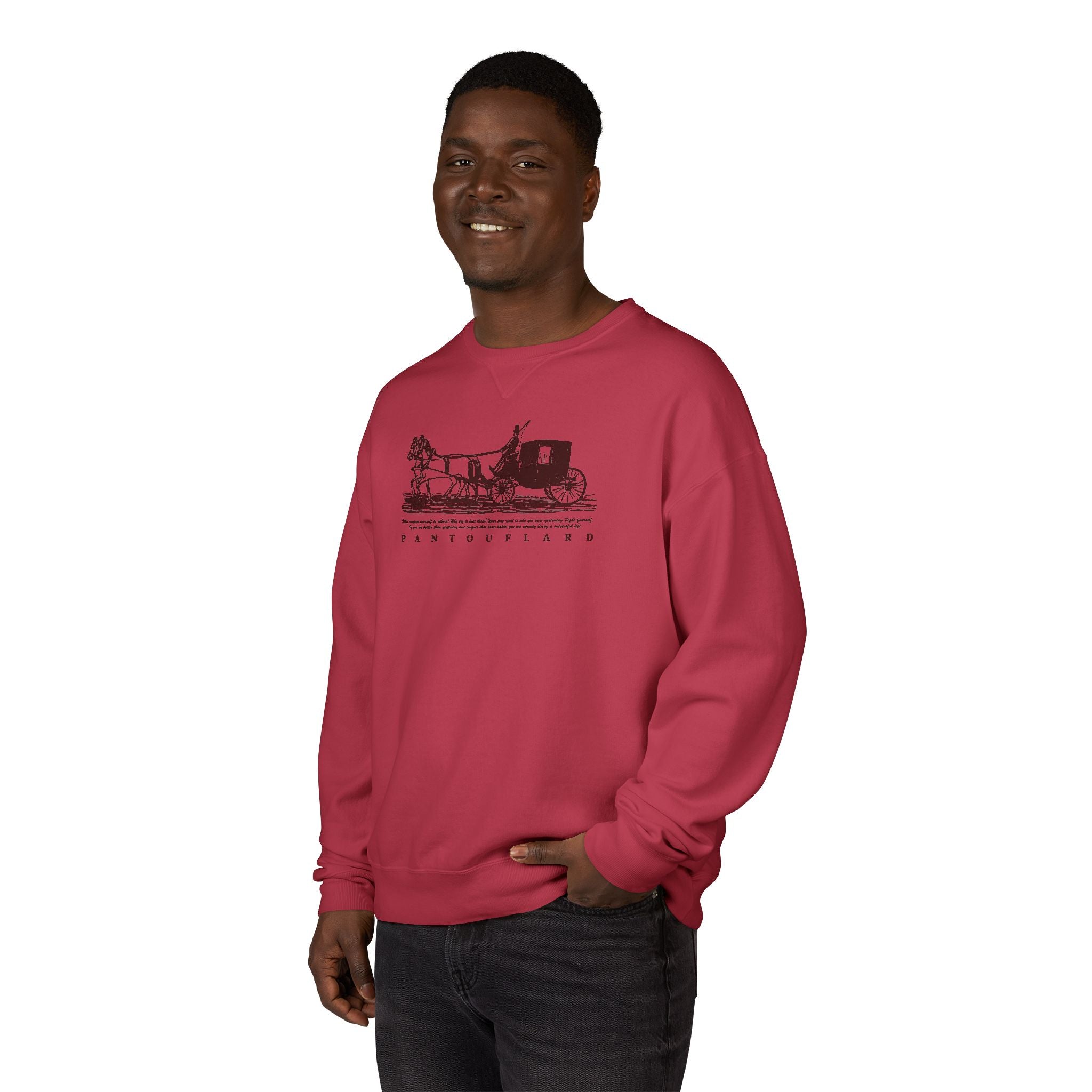 Old Money Equestrian Heritage Crewneck - The Nostalgic Journey I (Dark Academia Garment-Dyed Sweatshirt)