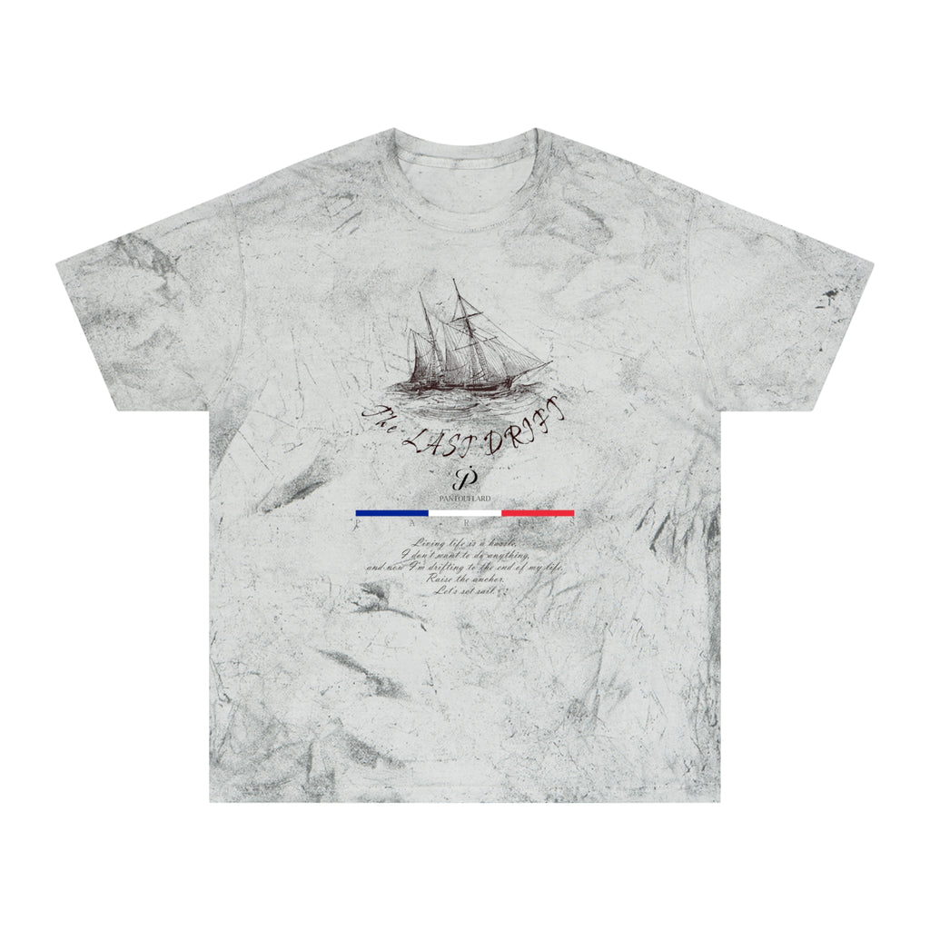 Unisex Grey Color Blast Vintage Ship Graphic 100% Cotton T-Shirt