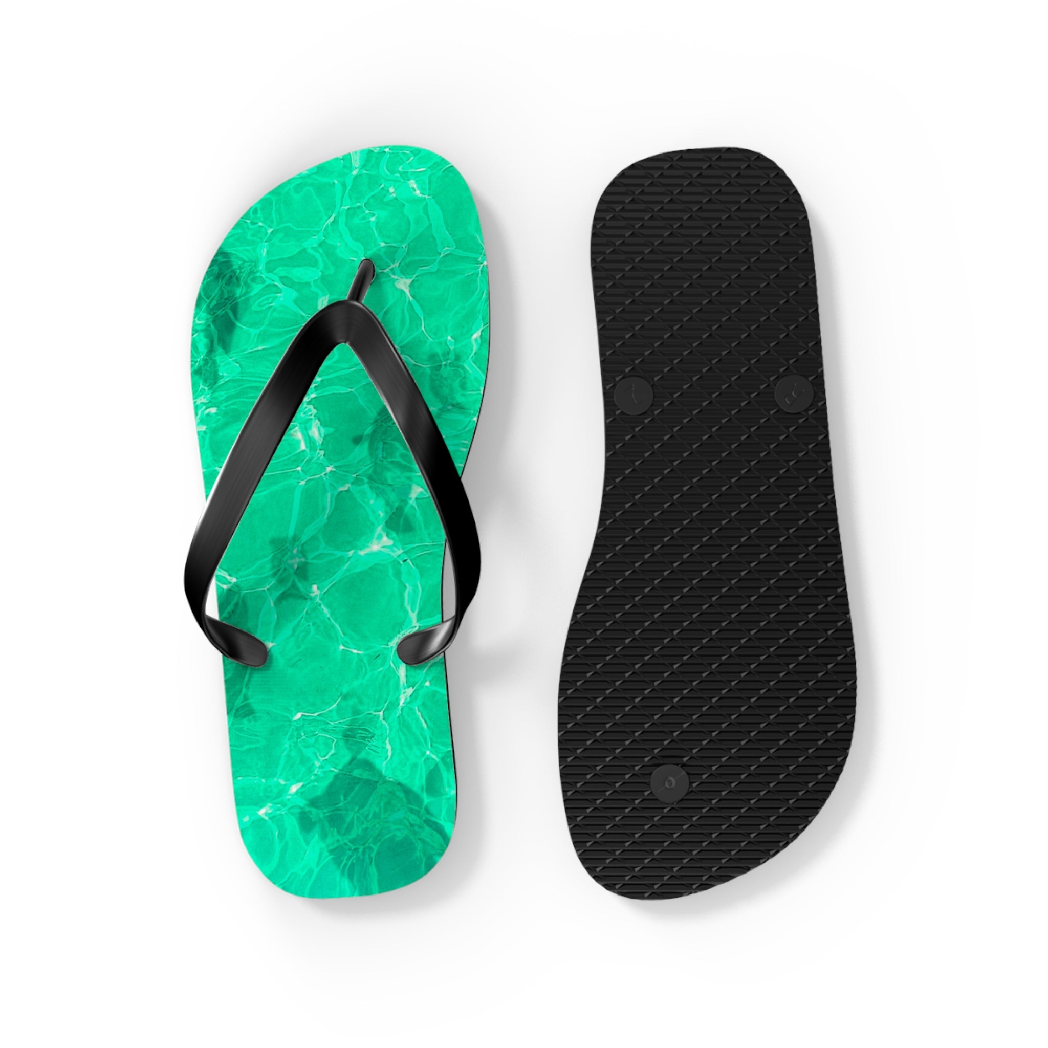 Unisex Vibrant Turquoise Green Sunlit Water Surface Fish Silhouette EVA Polyester Flip Flops