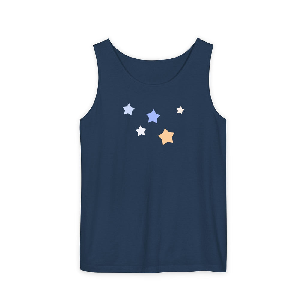 Men's & Women's Cassiopeia Constellation Graphic Garment-Dyed Tank Top - W-Shape Sleeveless Shirt
