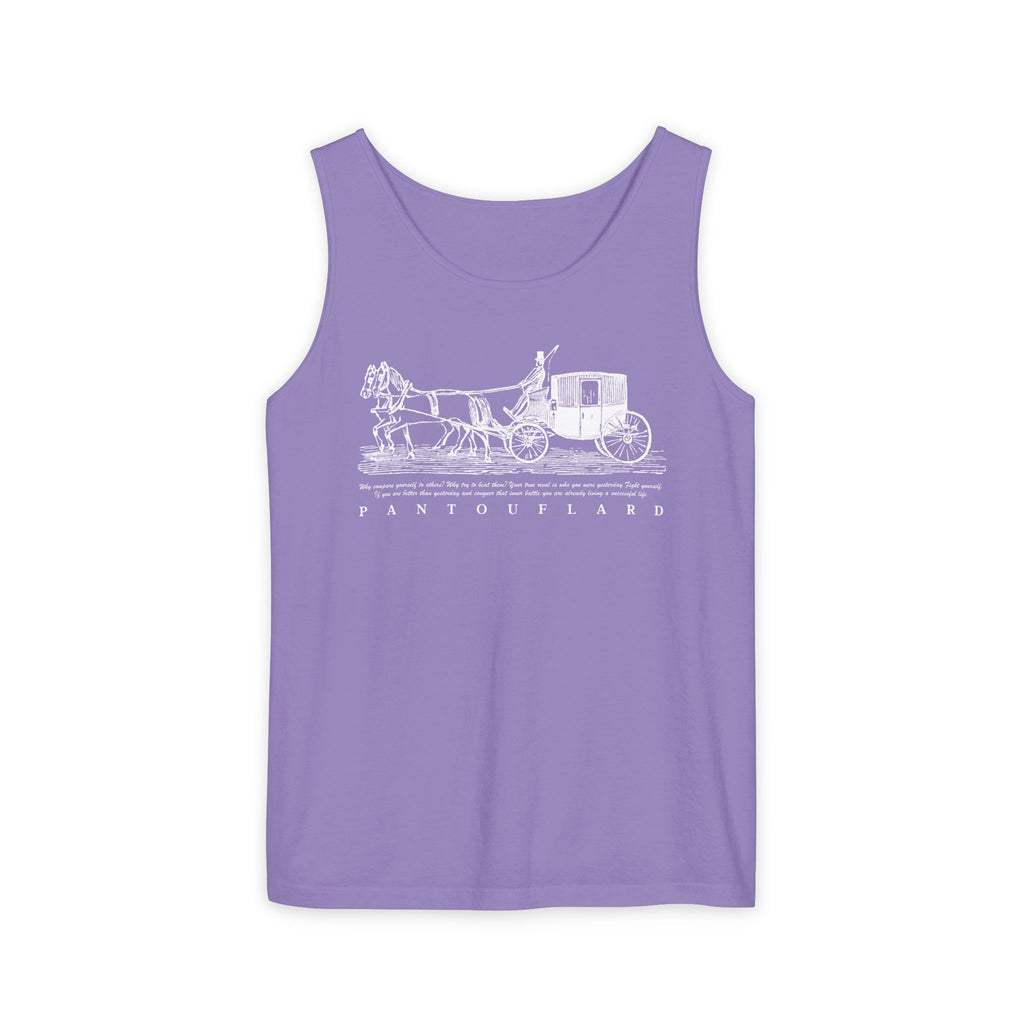 Unisex Black Pantouflard Carriage Cotton Garment-Dyed Tank Top
