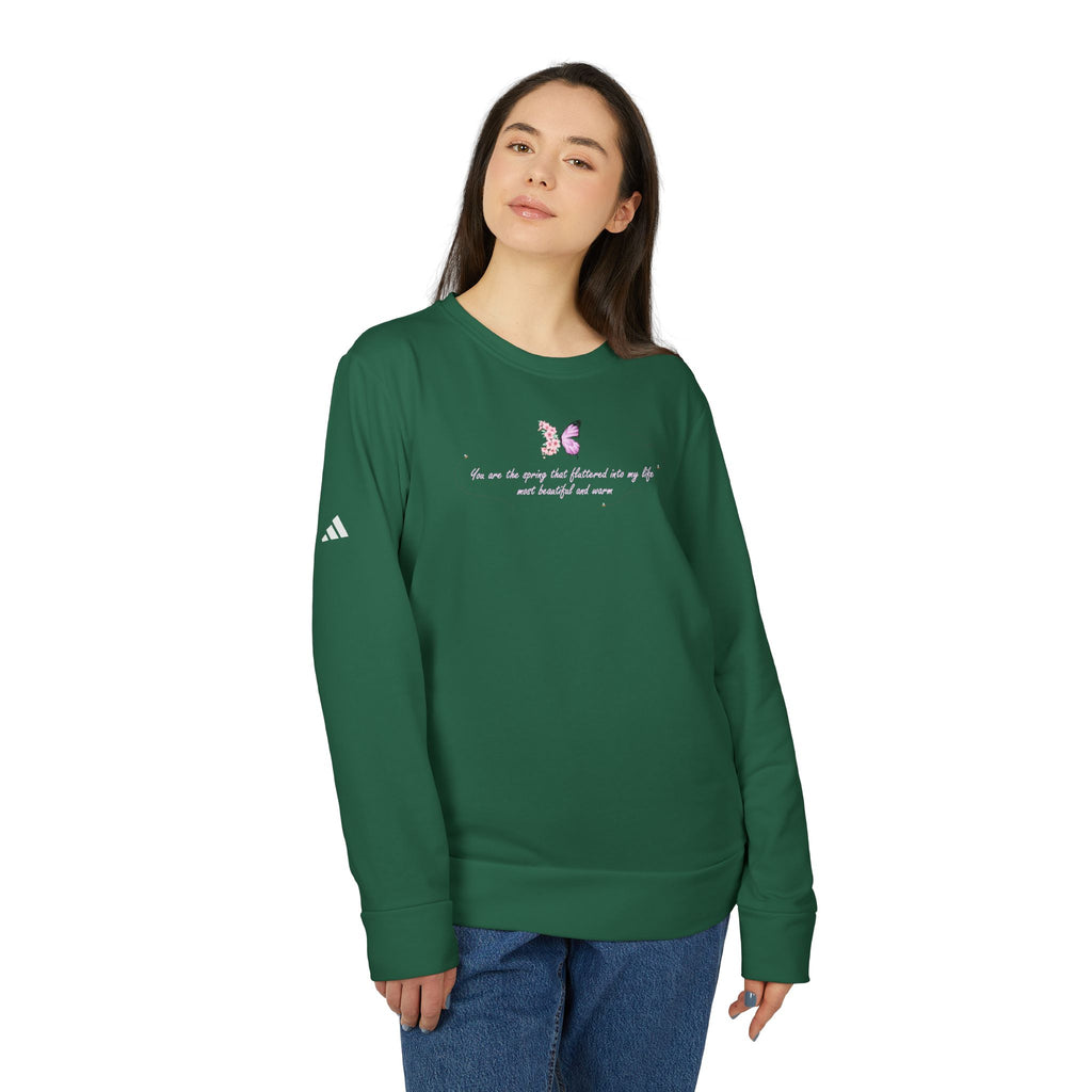 Unisex Navy Blue Floral Butterfly Spring Quote BCI Cotton Adidas Sweatshirt